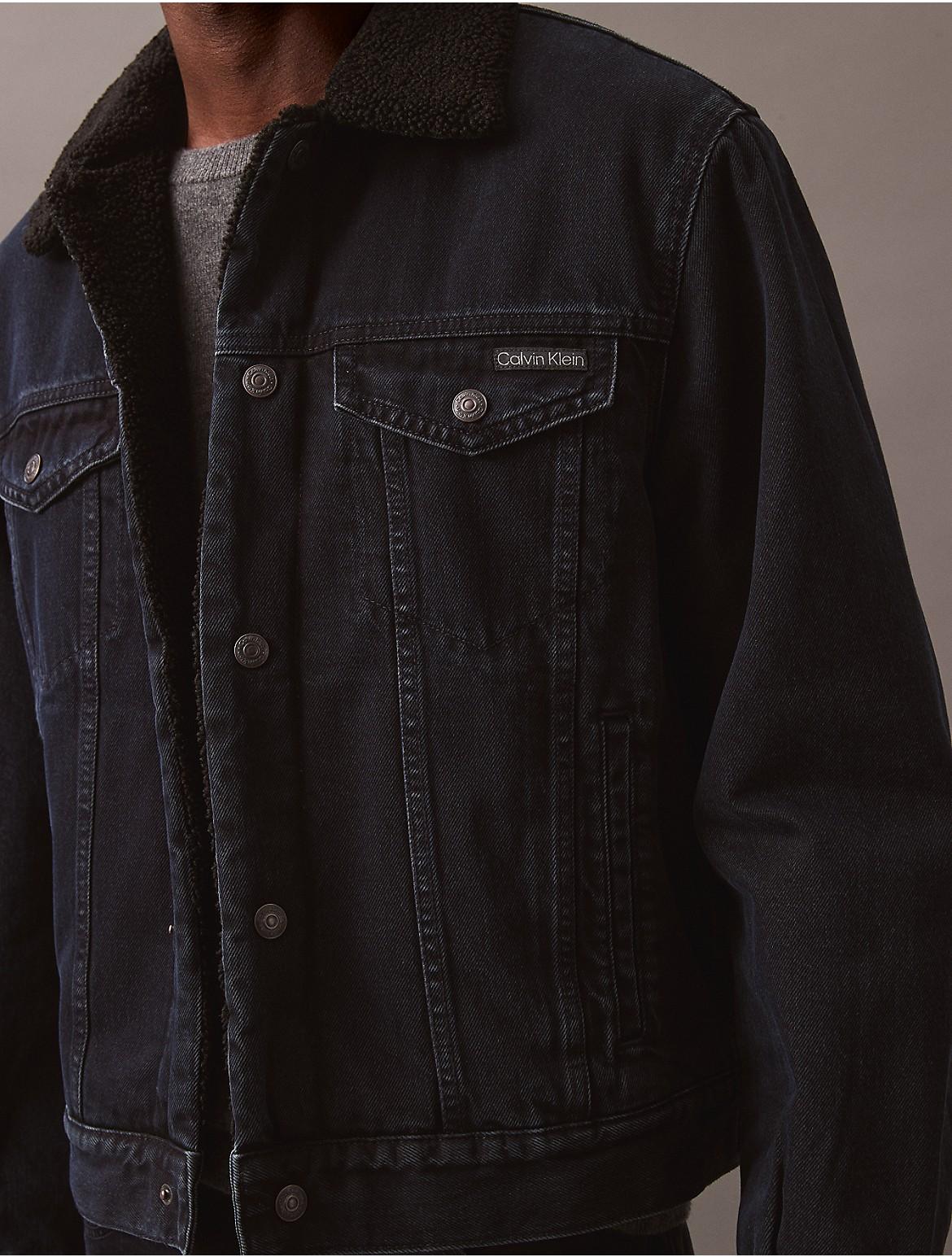 Calvin Klein 90S Sherpa Denim Trucker Jacket in Black for