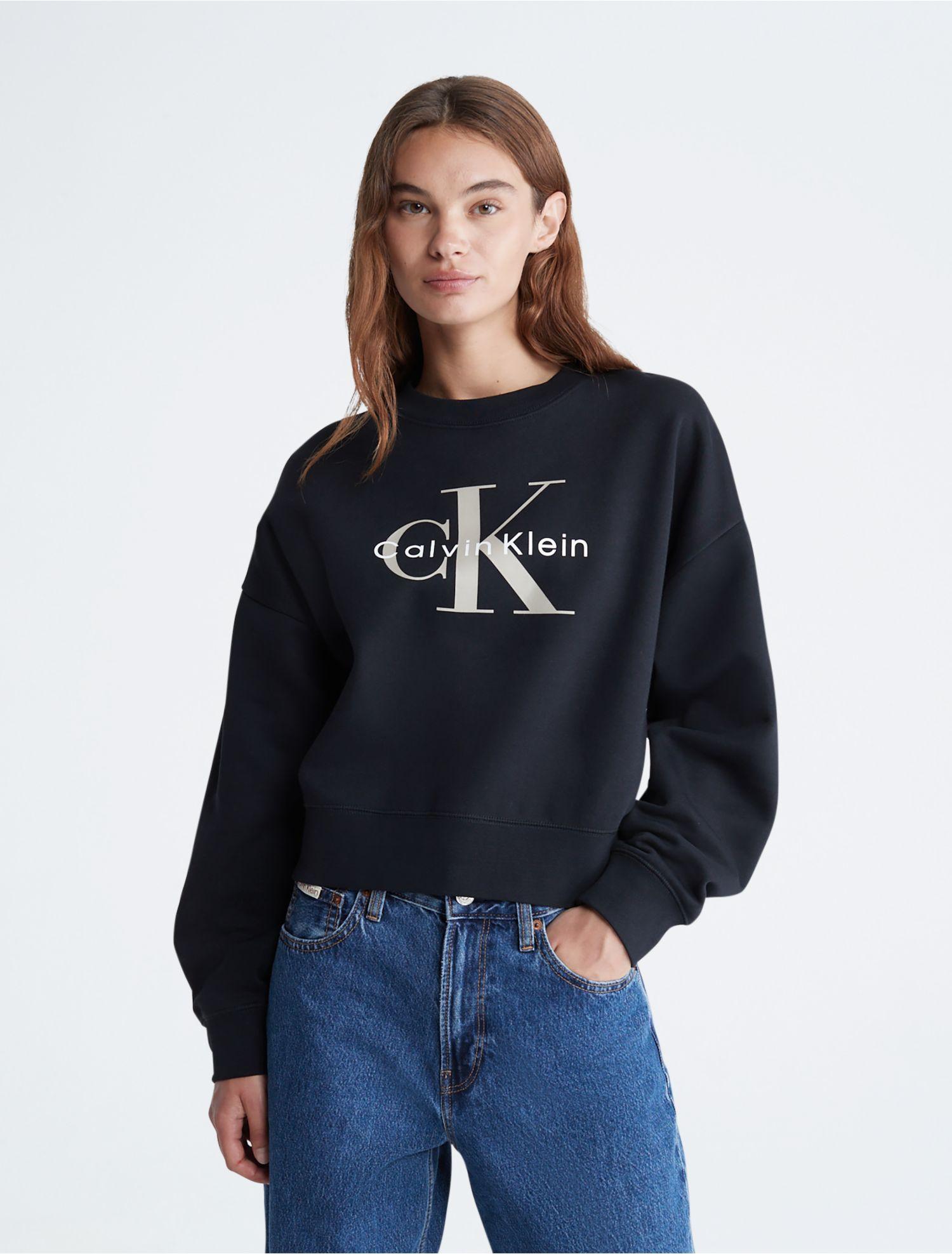 Calvin Klein Monogram Logo in Sweatshirt Crewneck Relaxed Blue Lyst 