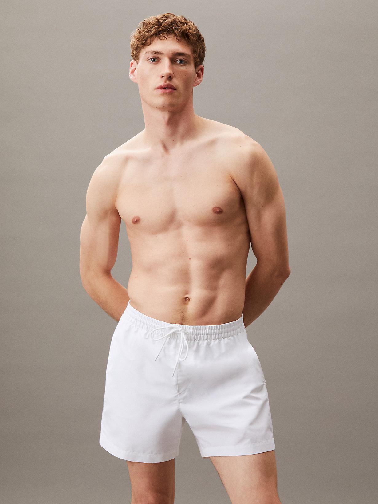 Calvin Klein Medium Drawstring Swim Shorts in White for Men Lyst UK