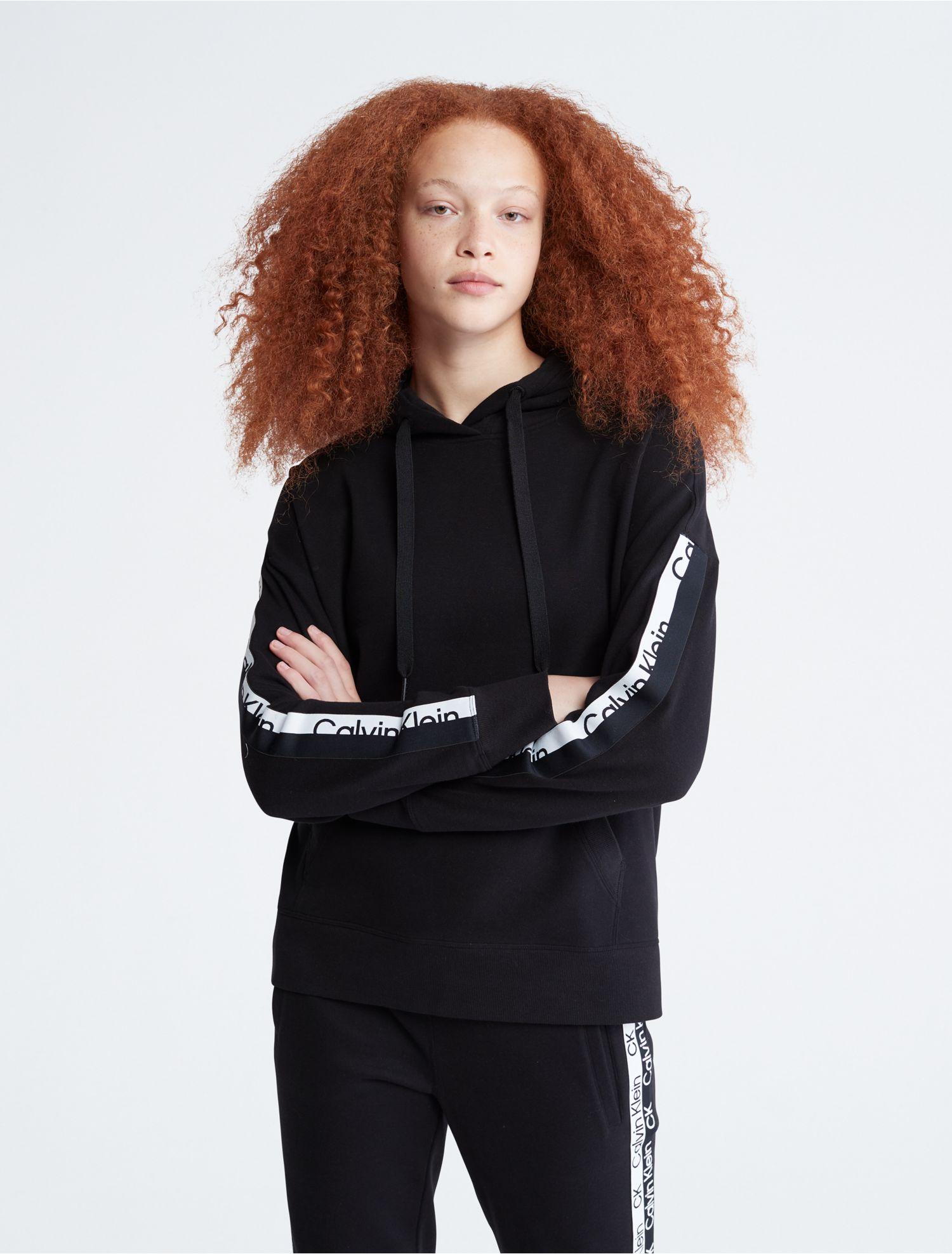 Calvin Klein Performance Logo Tape Hoodie in Black | Lyst