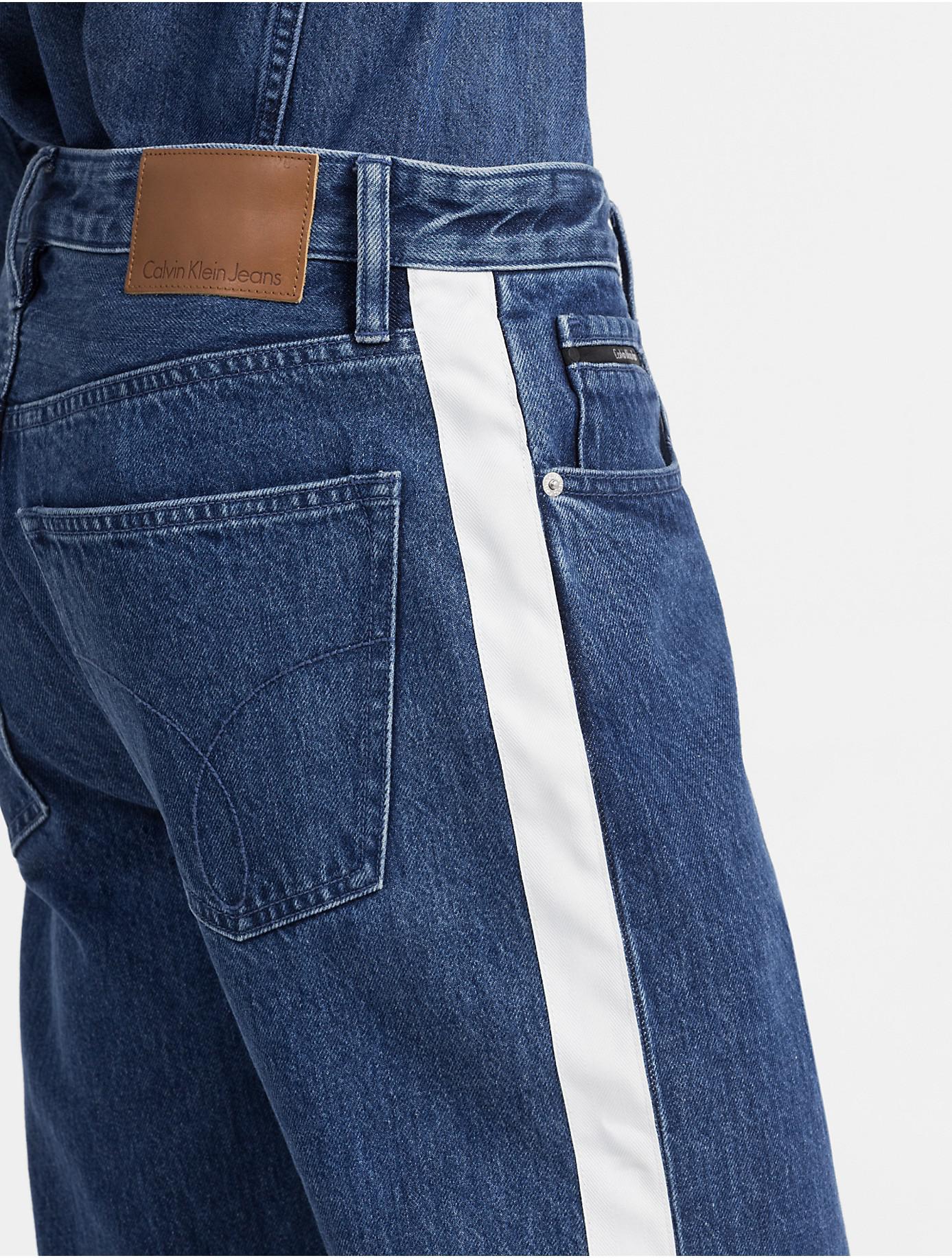 CALVIN KLEIN 205W39NYC Denim Straight Tapered High Rise Striped Jeans in  Dark Blue/White (Blue) for Men | Lyst