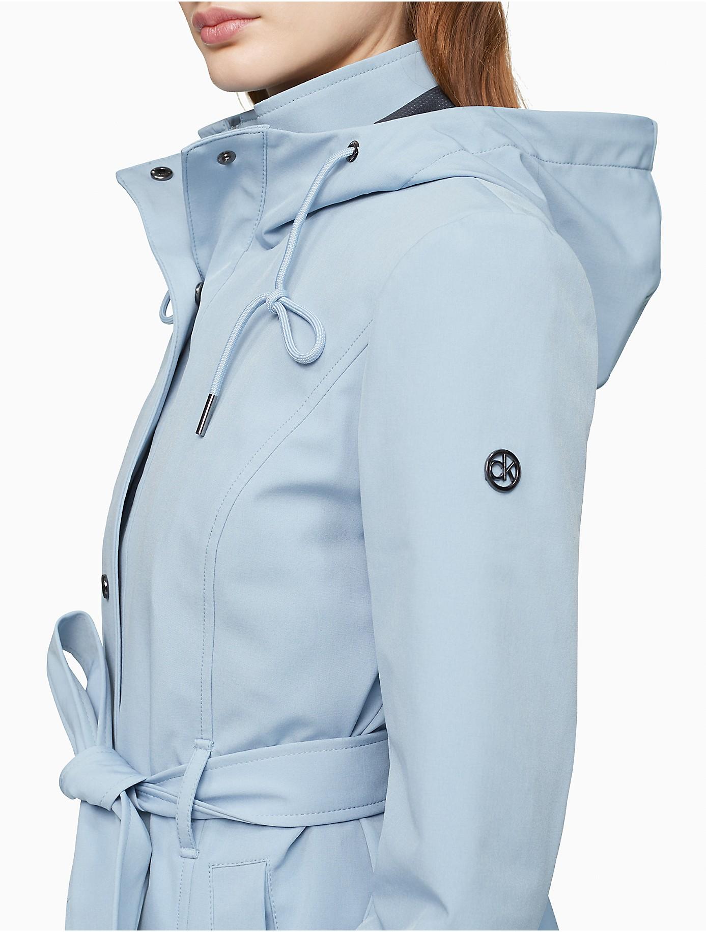 Calvin Klein Soft Shell Double Layer Belted Raincoat + Face Mask in Blue |  Lyst