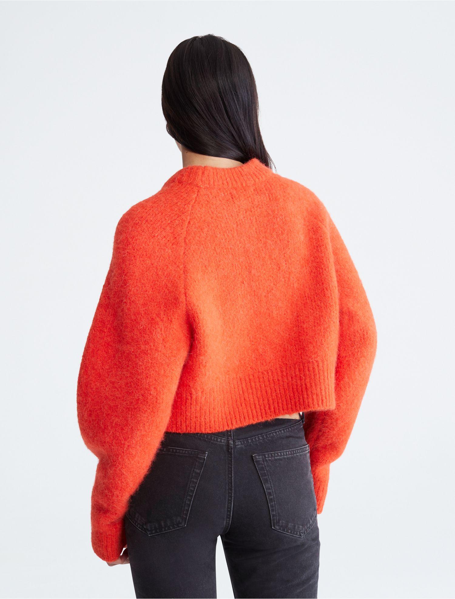 Calvin Klein Uplift Wool Knit Crewneck Sweater in Red | Lyst