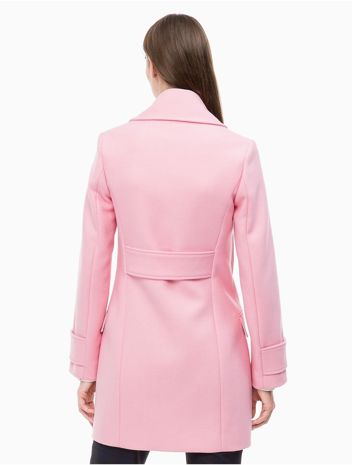Calvin Klein Structured Wool Pea Coat in Blush (Pink) - Lyst