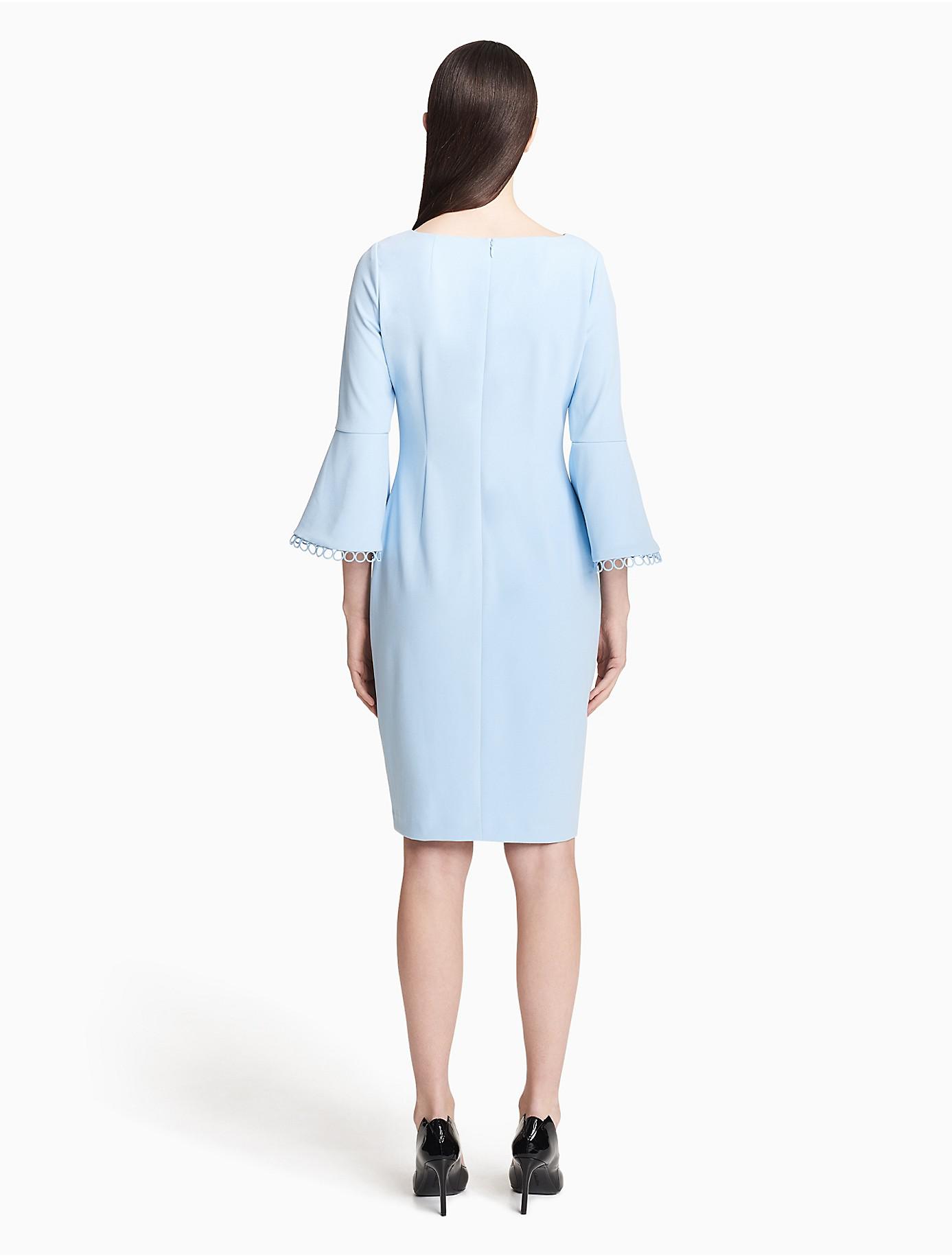 calvin klein bell sleeve dress blue