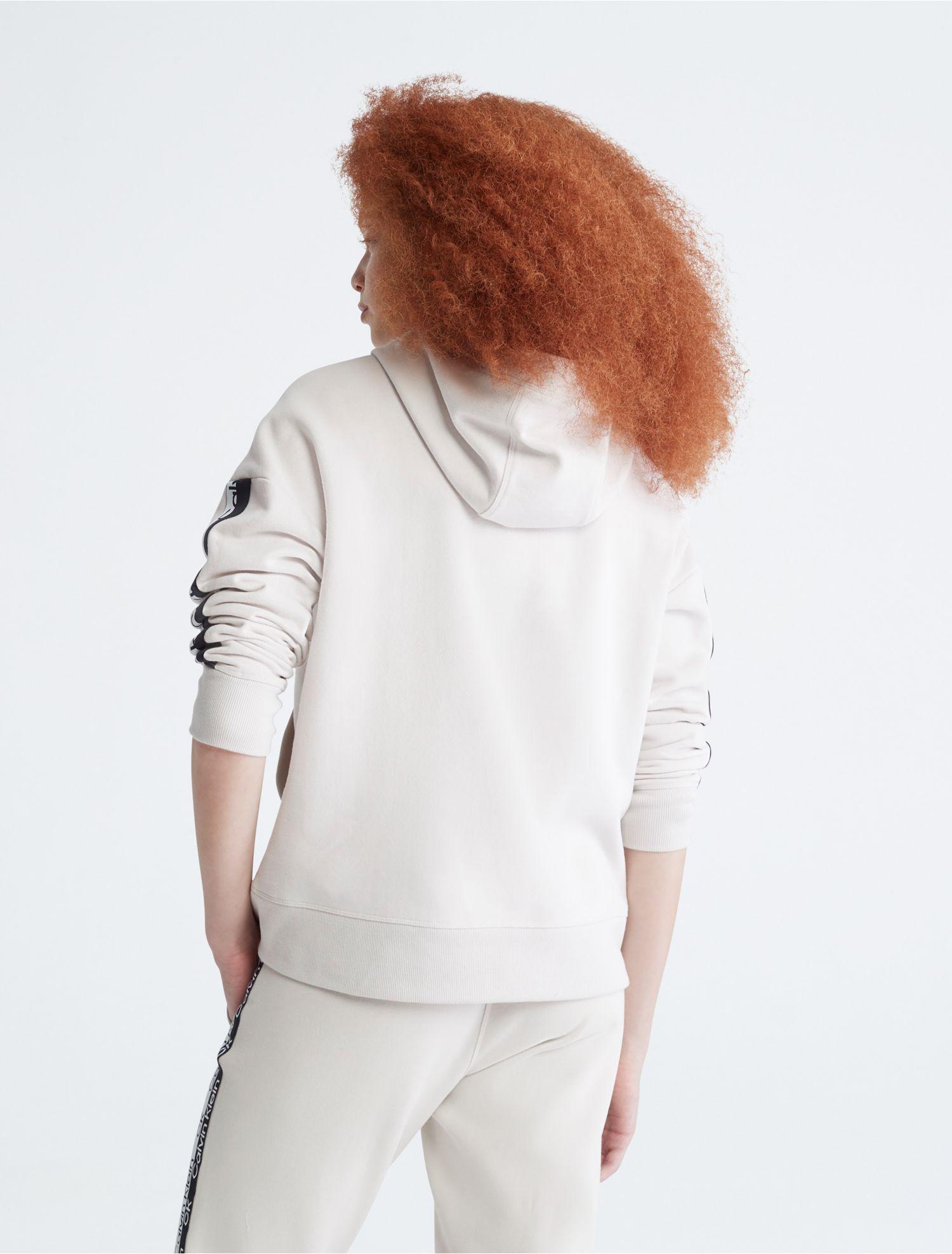 Calvin Klein Performance Logo Tape Hoodie in White | Lyst