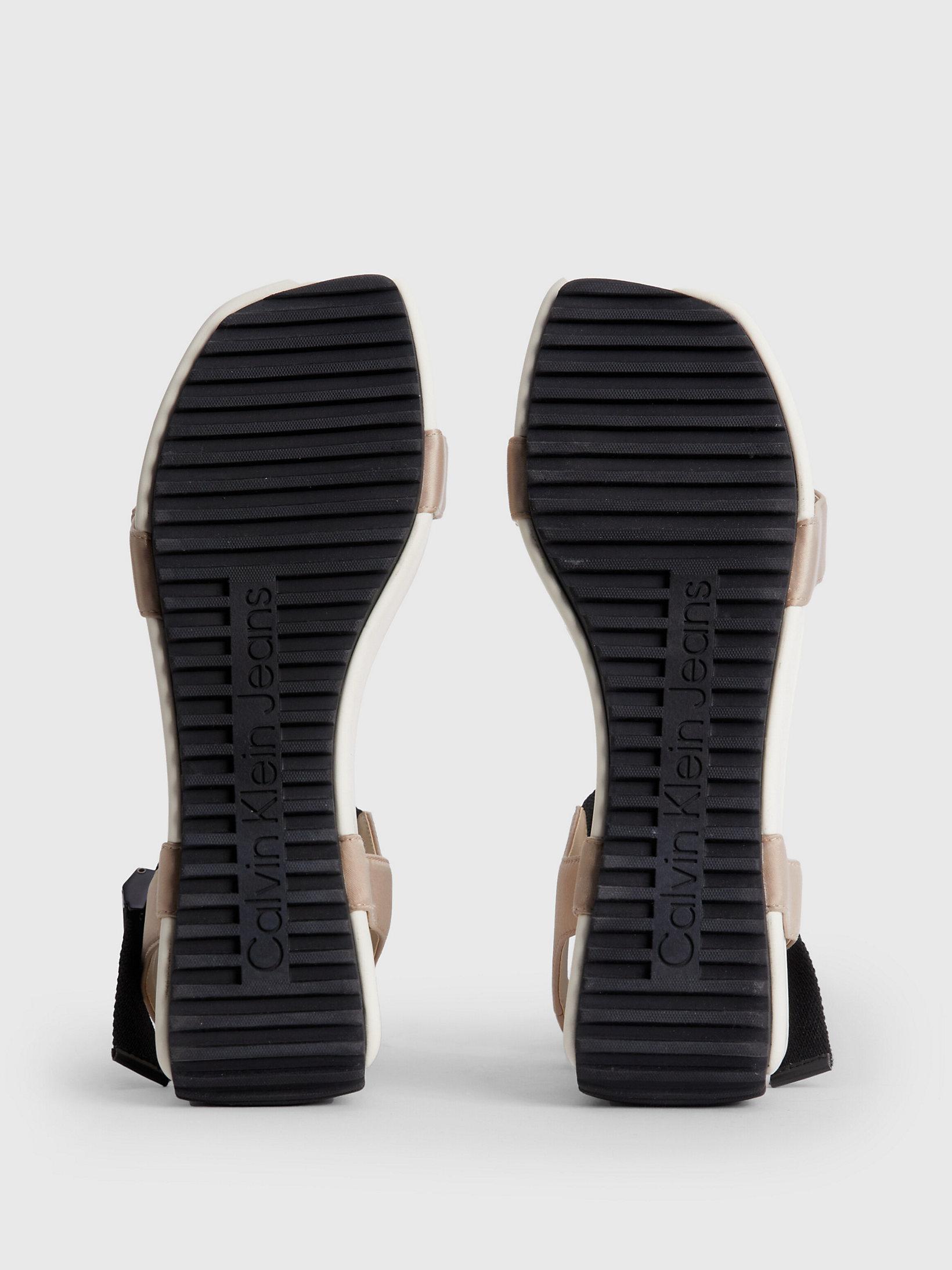 Calvin Klein Recycled Satin Platform Wedge Sandals in Natural | Lyst UK