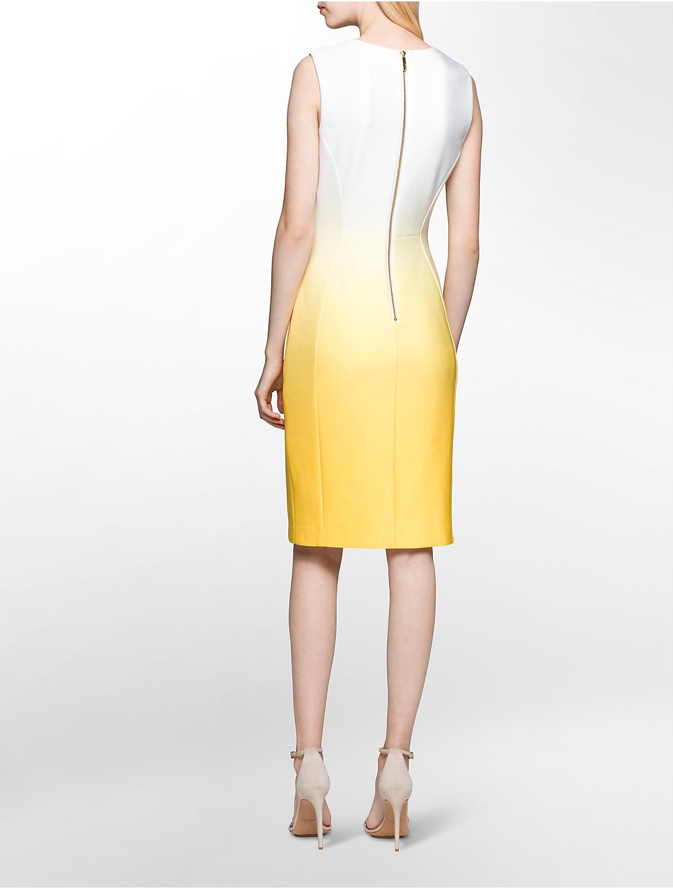 Calvin Klein Ombre Sheath Dress in Yellow | Lyst