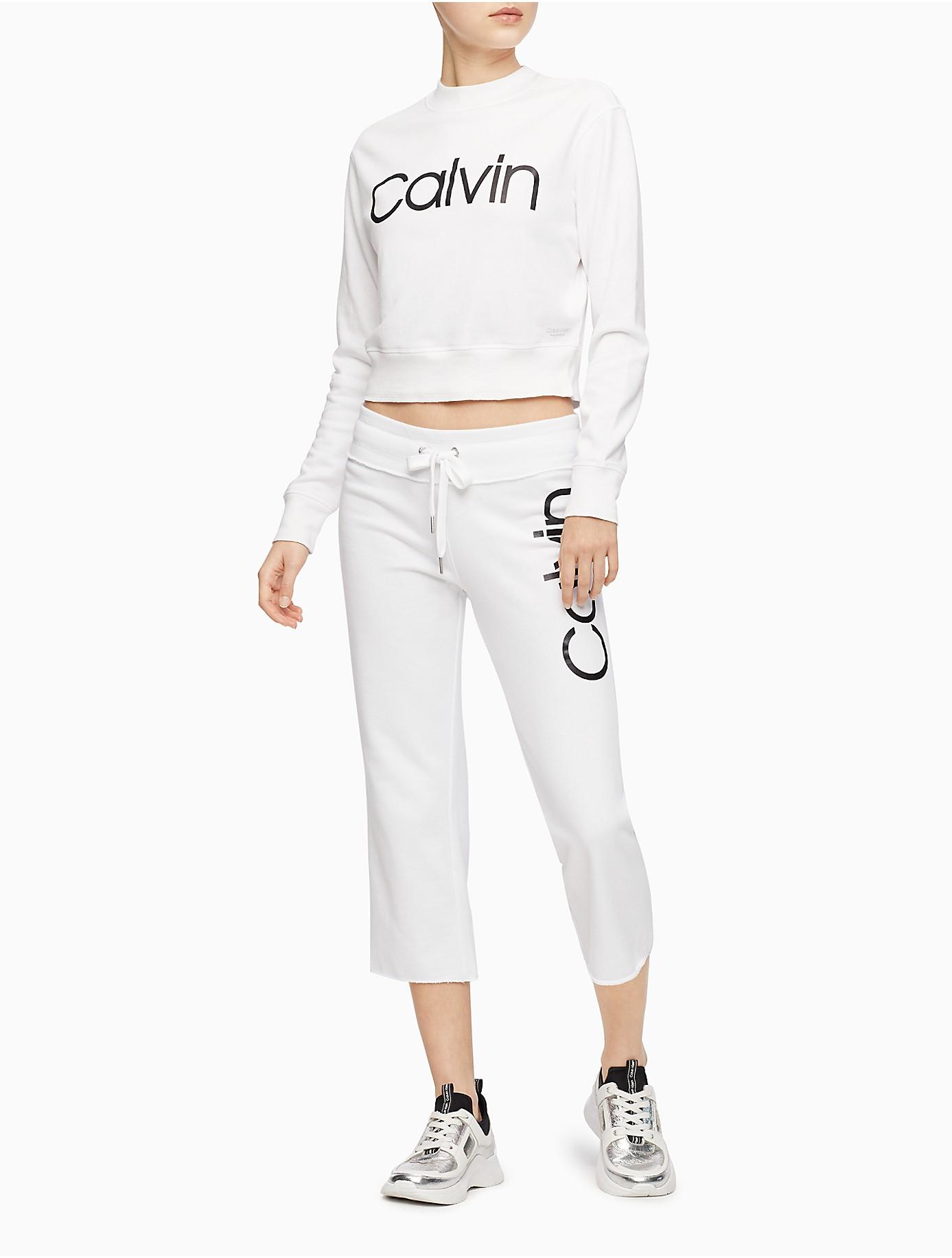 Calvin Klein Cotton Performance Logo Drawstring Kick Flare Cropped ...