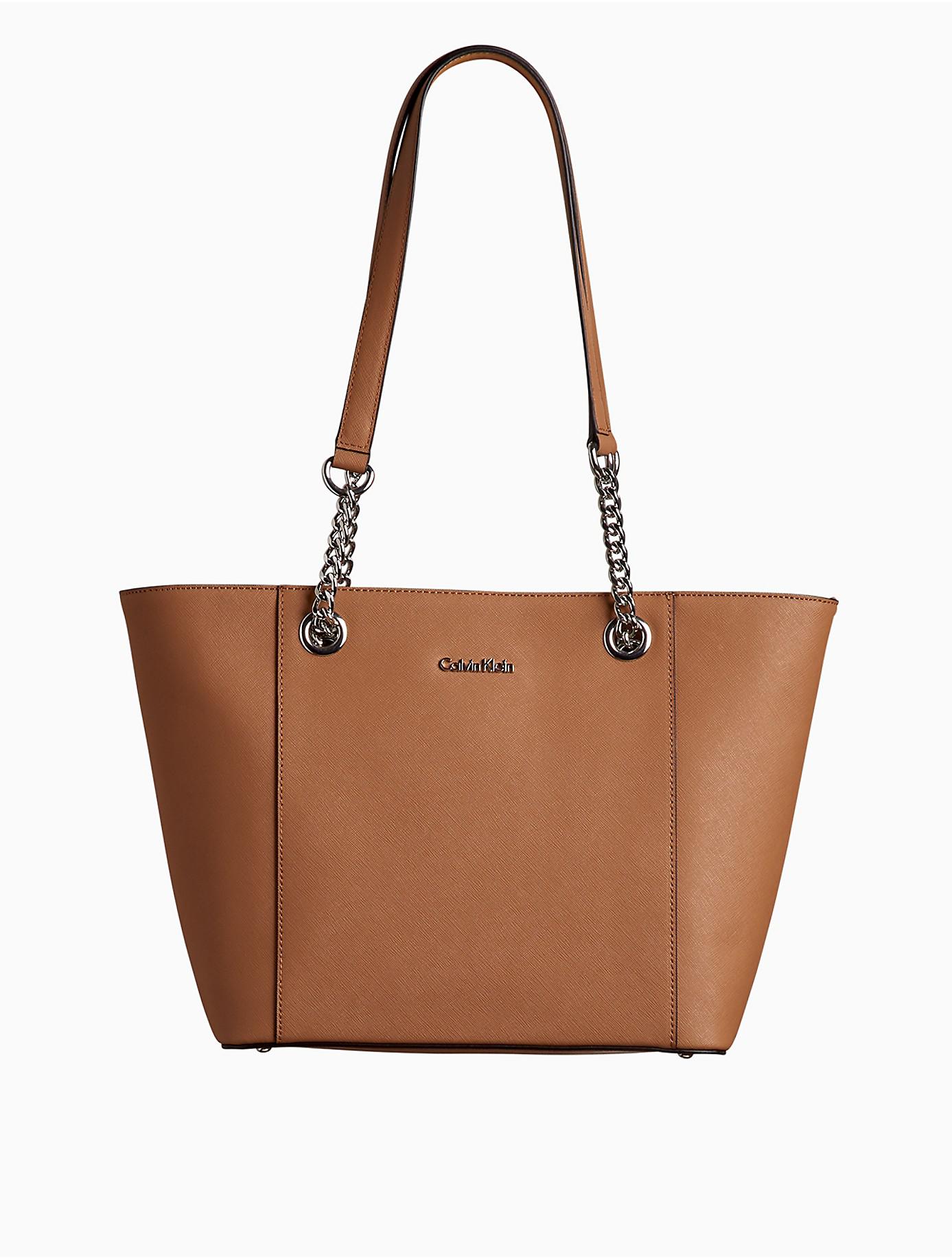 calvin klein saffiano leather chain tote