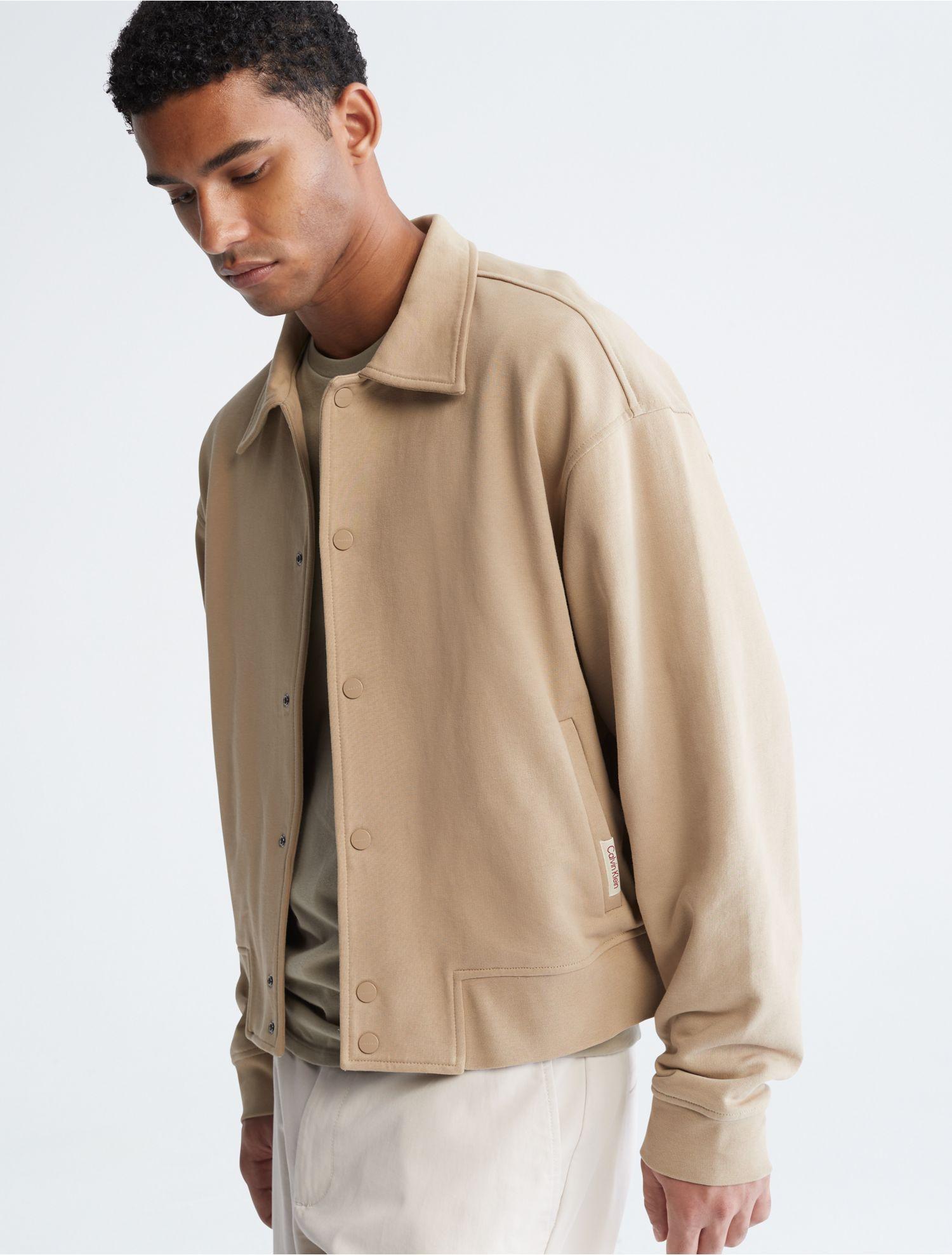 Calvin Klein Khakis Relaxed Fit Terry Snap Jacket in White for Men | Lyst