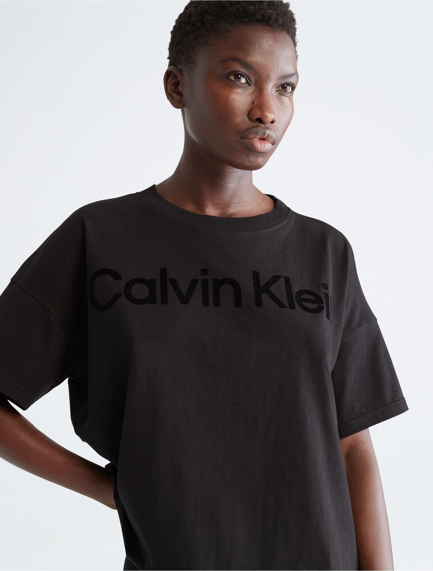 Calvin Klein Performance Flocked Logo T-shirt in Black | Lyst