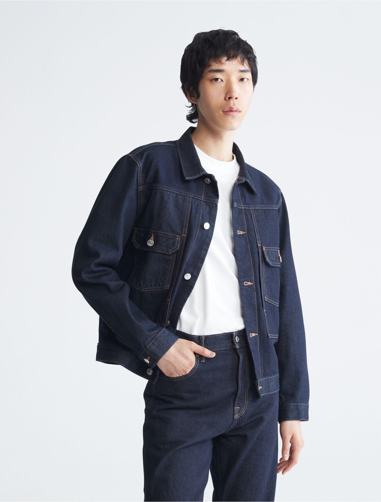 Calvin Klein Standards Raw Selvedge Utility Denim Jacket in Blue | Lyst