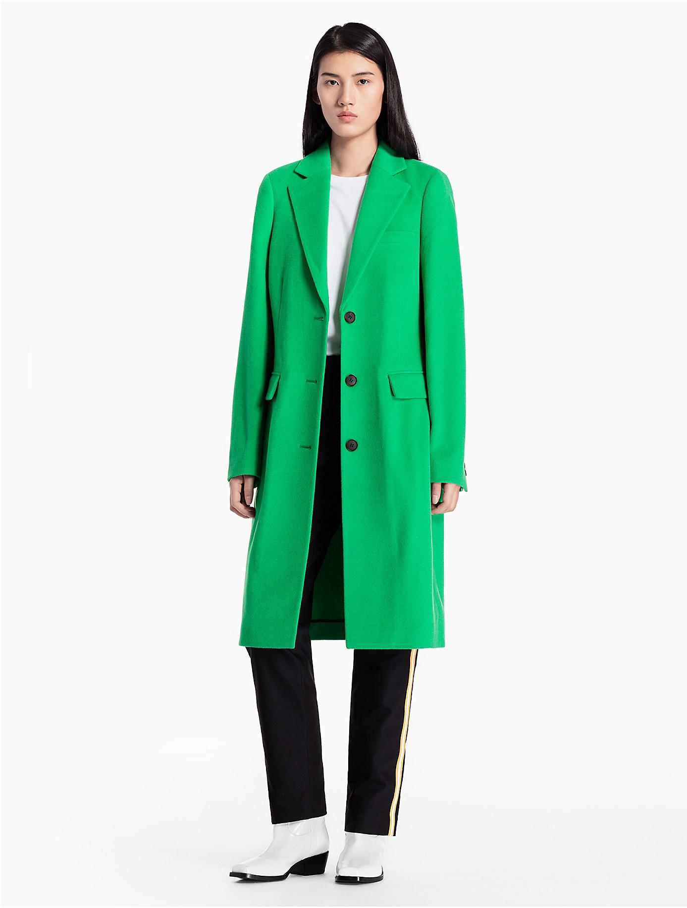 calvin klein green wool coat
