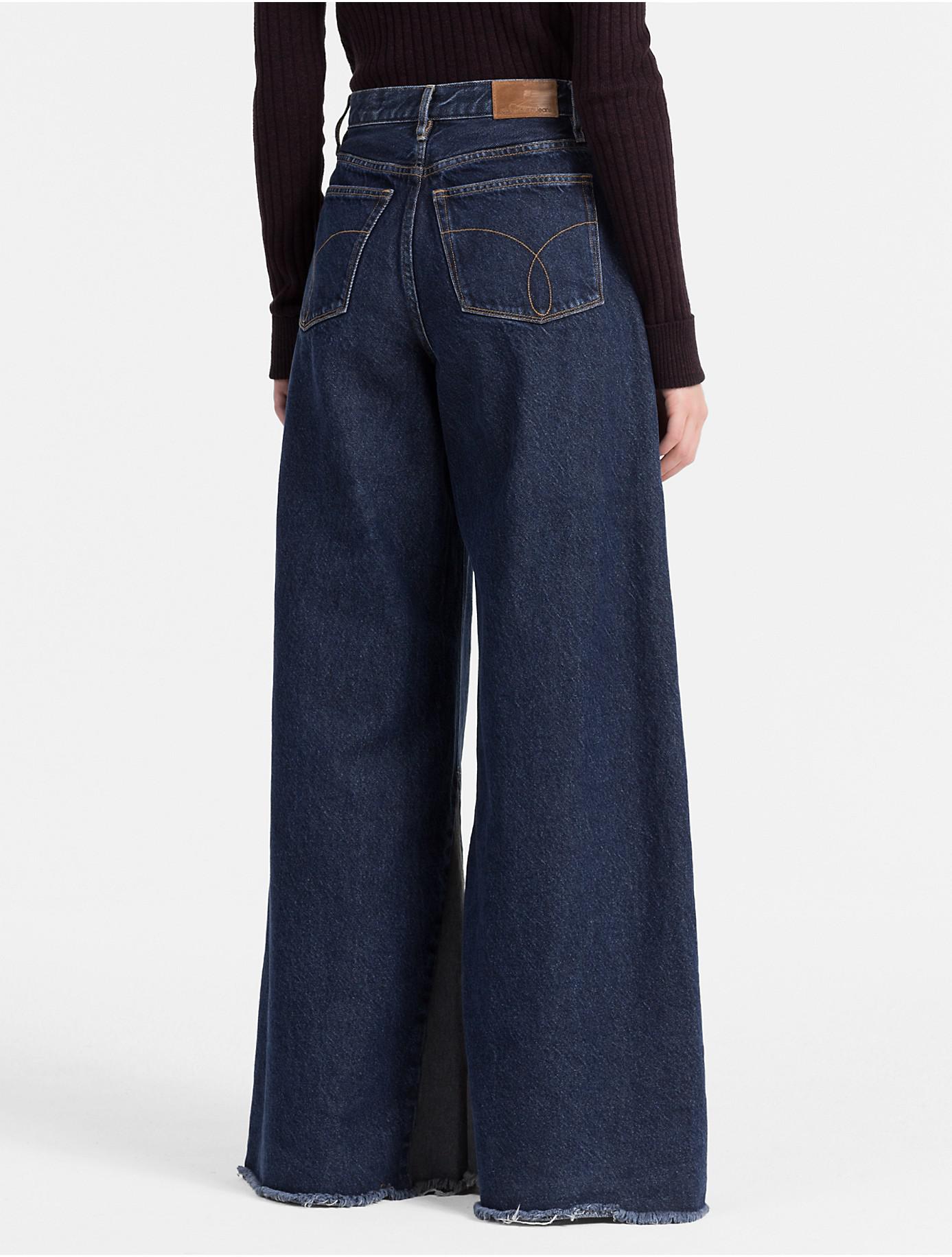 Calvin Klein Denim Extreme Wide Leg High Rise Jeans in Dark Stone (Blue