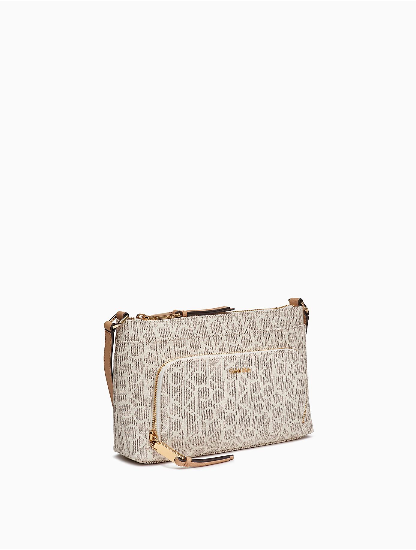 calvin klein monogram zip crossbody bag