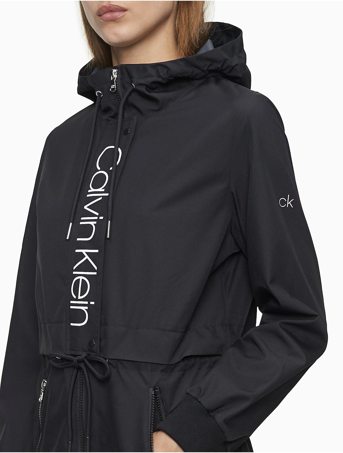 Calvin Klein Synthetic Logo Zip Hooded Anorak Jacket in Black - Lyst