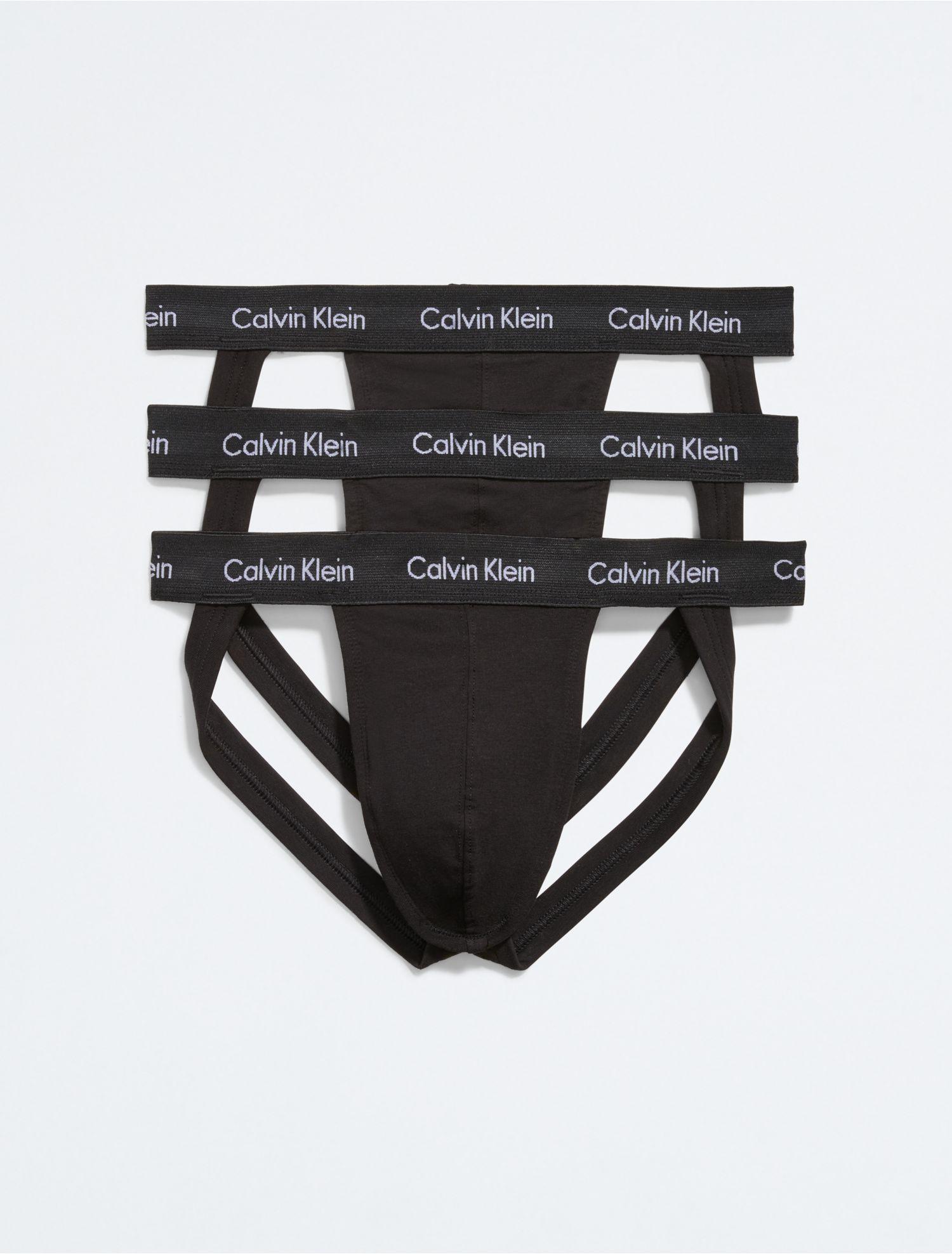 Calvin Klein Cotton Stretch 3-pack Jock Strap in Black for Men | Lyst