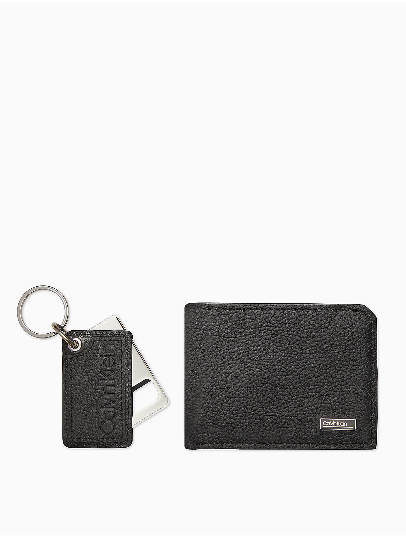 Calvin Klein Micro Pebble Bifold Wallet + Bottle Opener Key Fob in Black  for Men | Lyst