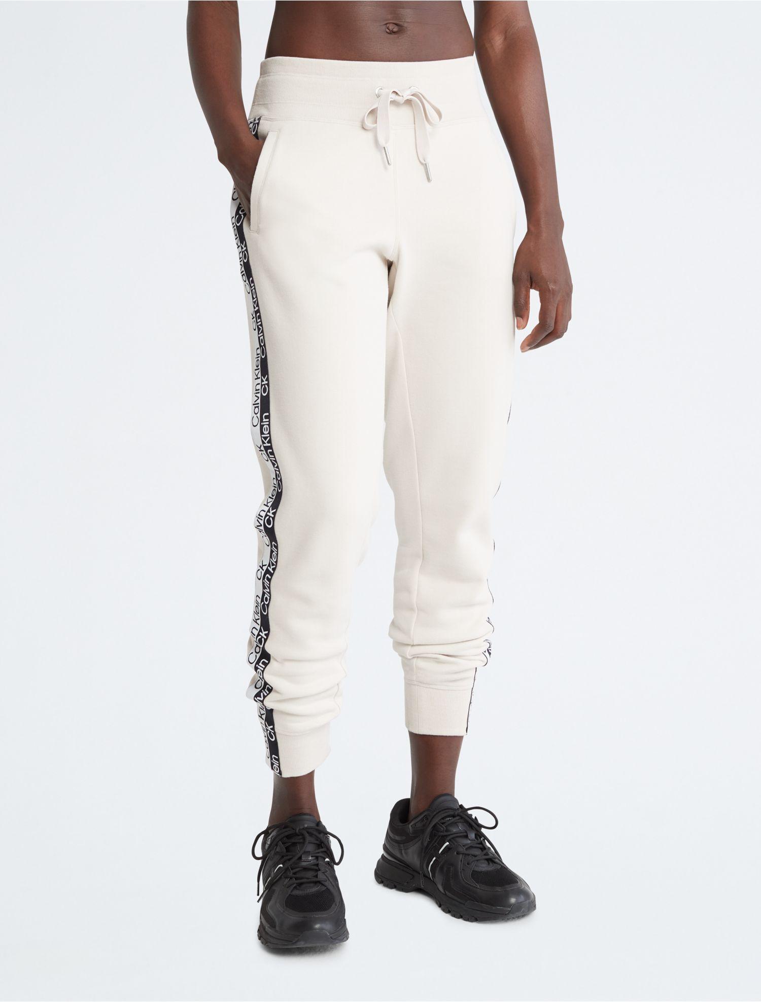 Calvin Klein Performance Double Logo Tape Joggers in White | Lyst