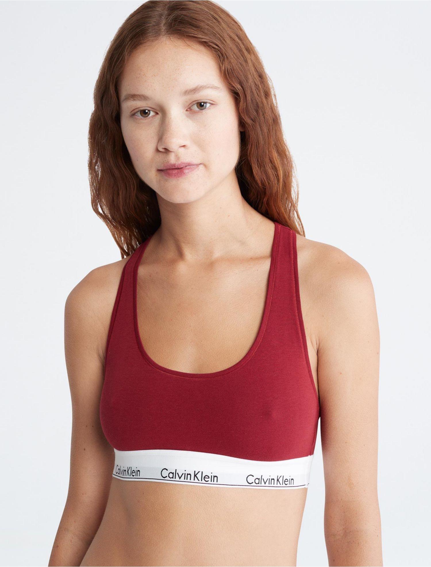 Calvin Klein Modern Cotton Unlined Bralette in Red | Lyst