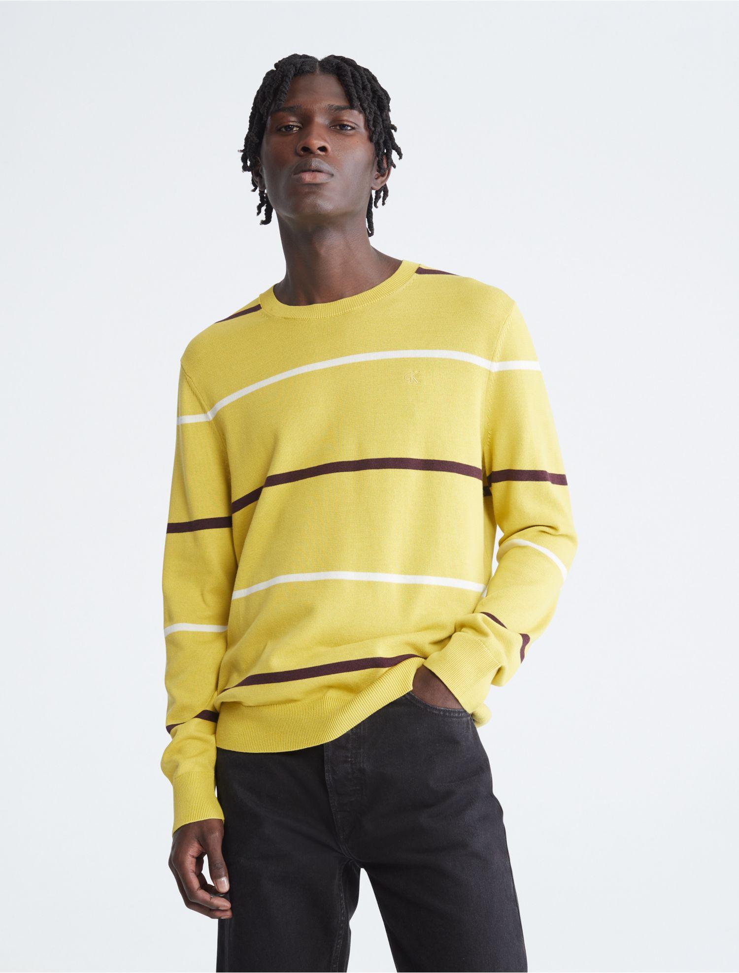 Calvin Klein Supima Cotton Multistripe Monogram Logo Sweater in Metallic  for Men | Lyst