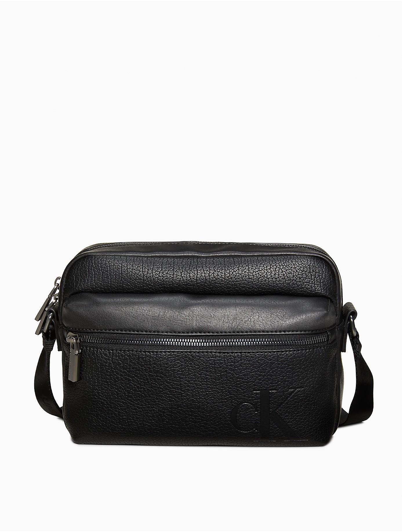 Calvin Klein Pebble Monogram Logo Flight Bag in Black for Men | Lyst