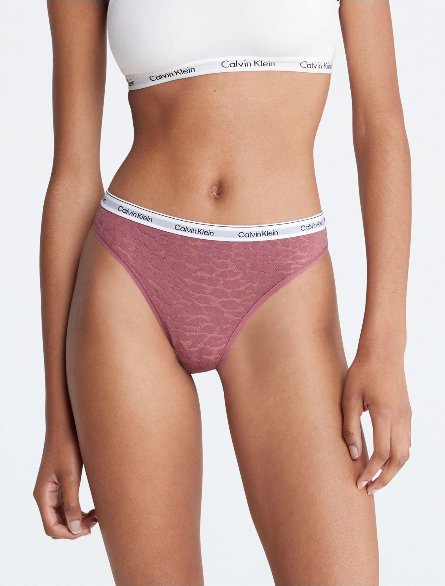 Calvin Klein Modern Logo Lace Thong in Pink | Lyst