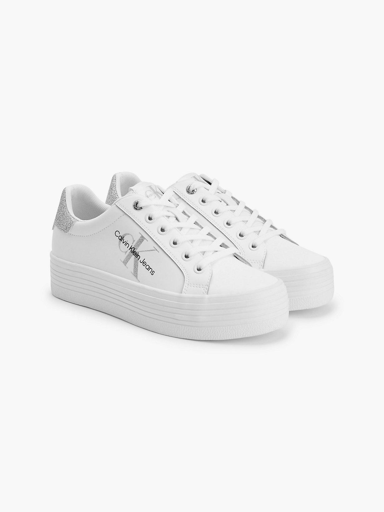 calvin klein white platform trainers