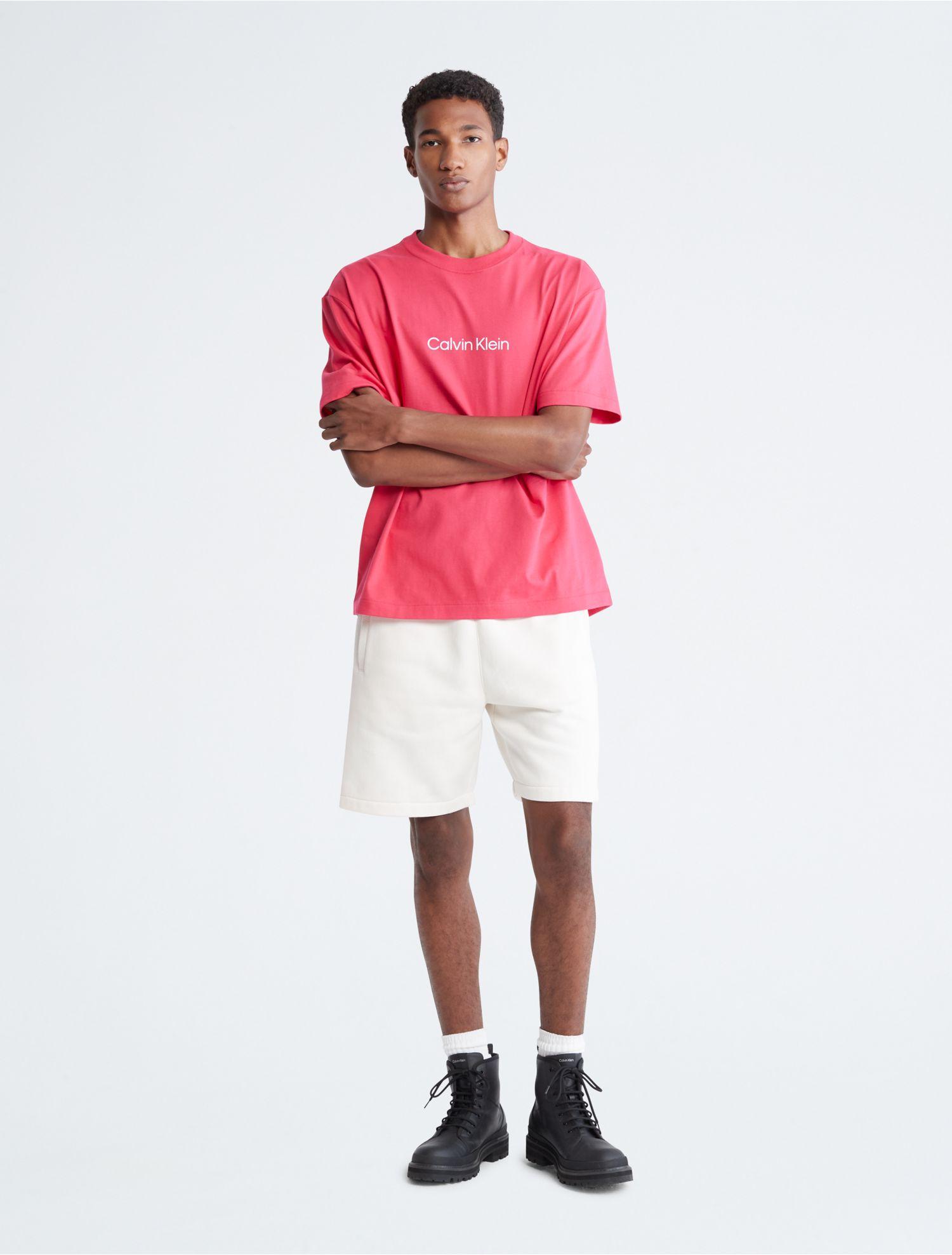 Miniature indstudering Etablere Calvin Klein Relaxed Fit Standard Logo Crewneck T-shirt in Pink for Men |  Lyst