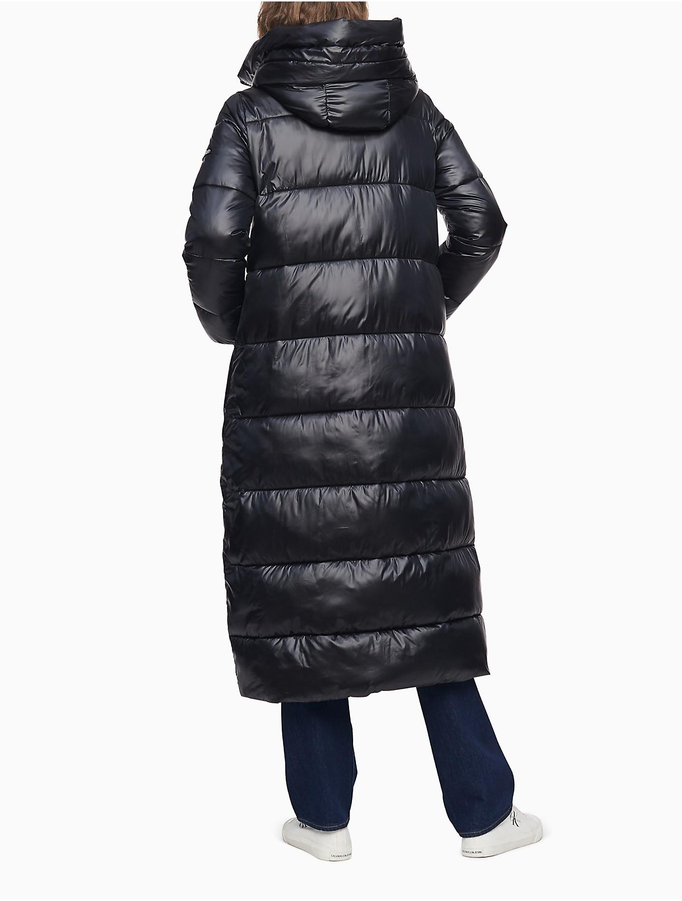 Calvin Klein Synthetic Funnel Neck Hooded Puffer Coat in Black - Lyst