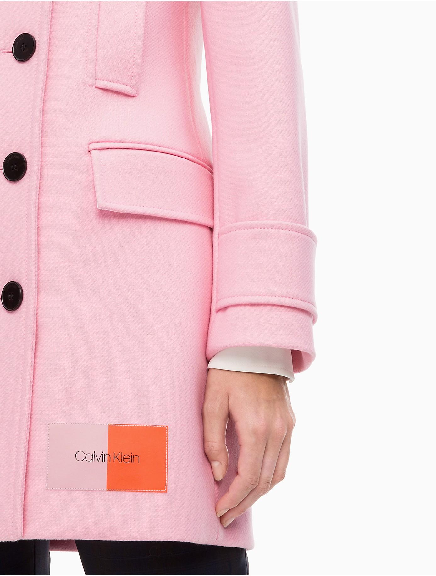 Calvin Klein Structured Wool Pea Coat in Pink | Lyst