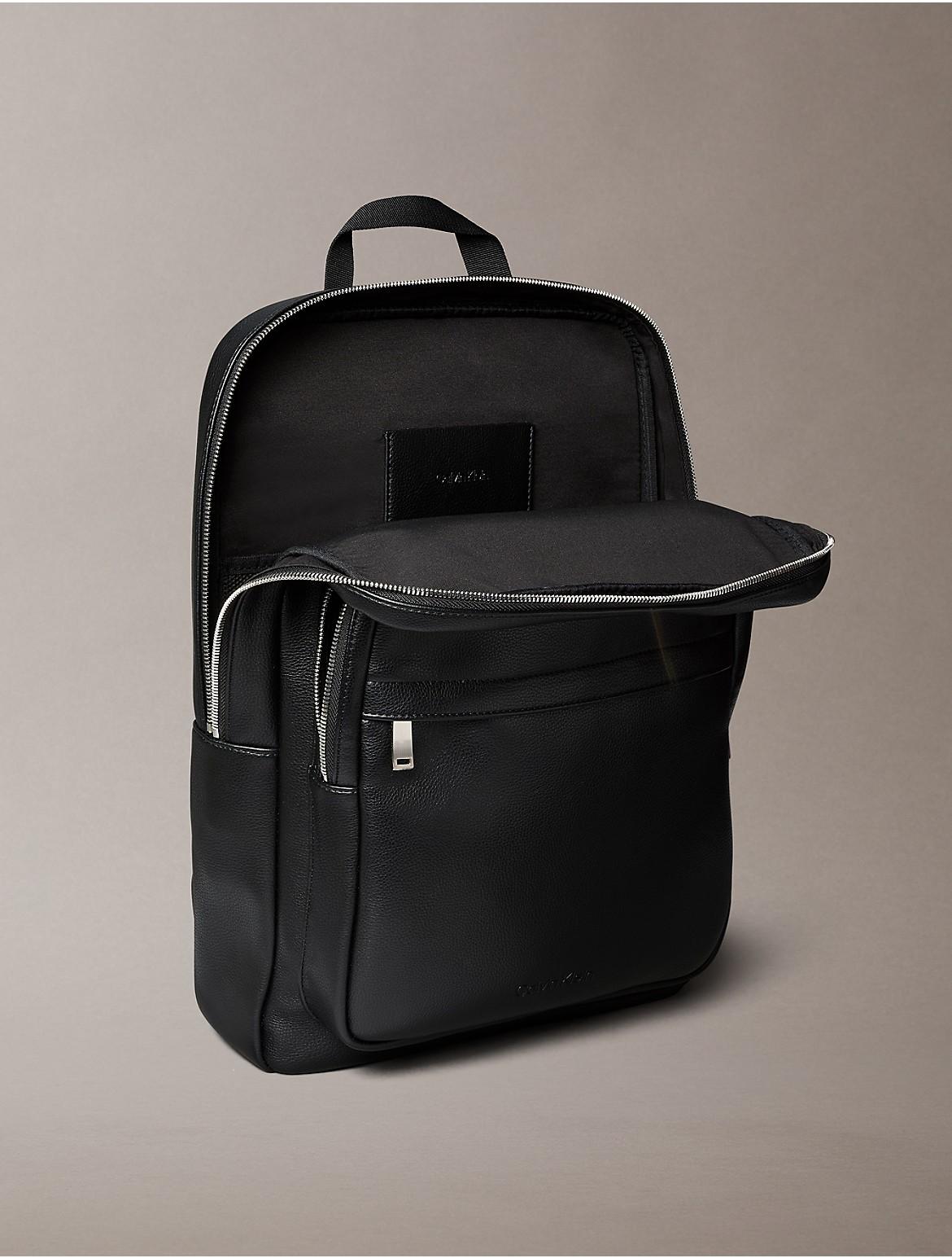bodhi-handbags-mens-canvas-leather-trim-backpack Bodhi Black Canvas Travel Messenger Laptop Bag Leather Trim Shoulder Strap