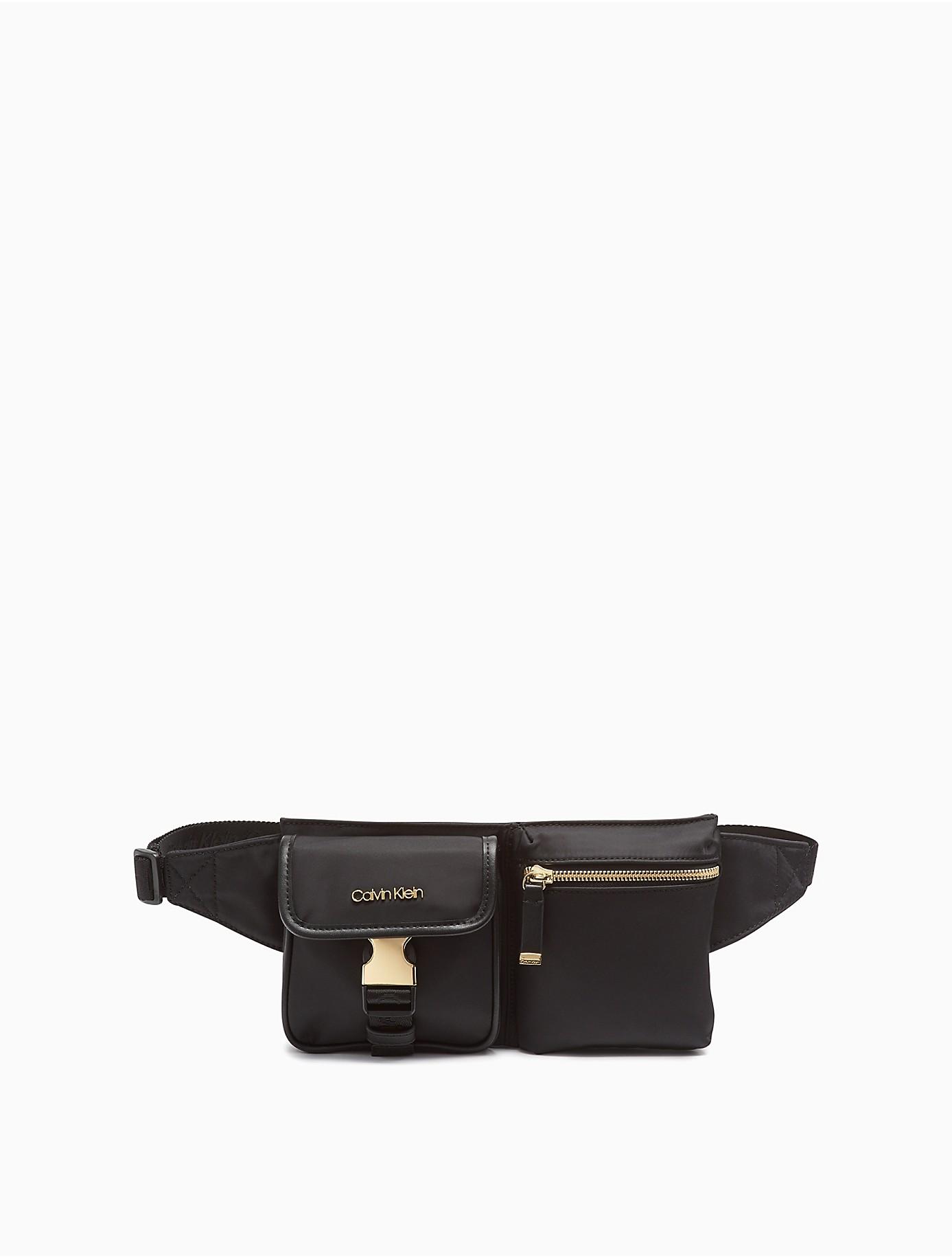 Calvin Klein Synthetic Nylon Dual Pouch Belt Bag in Black/Gold (Black ...