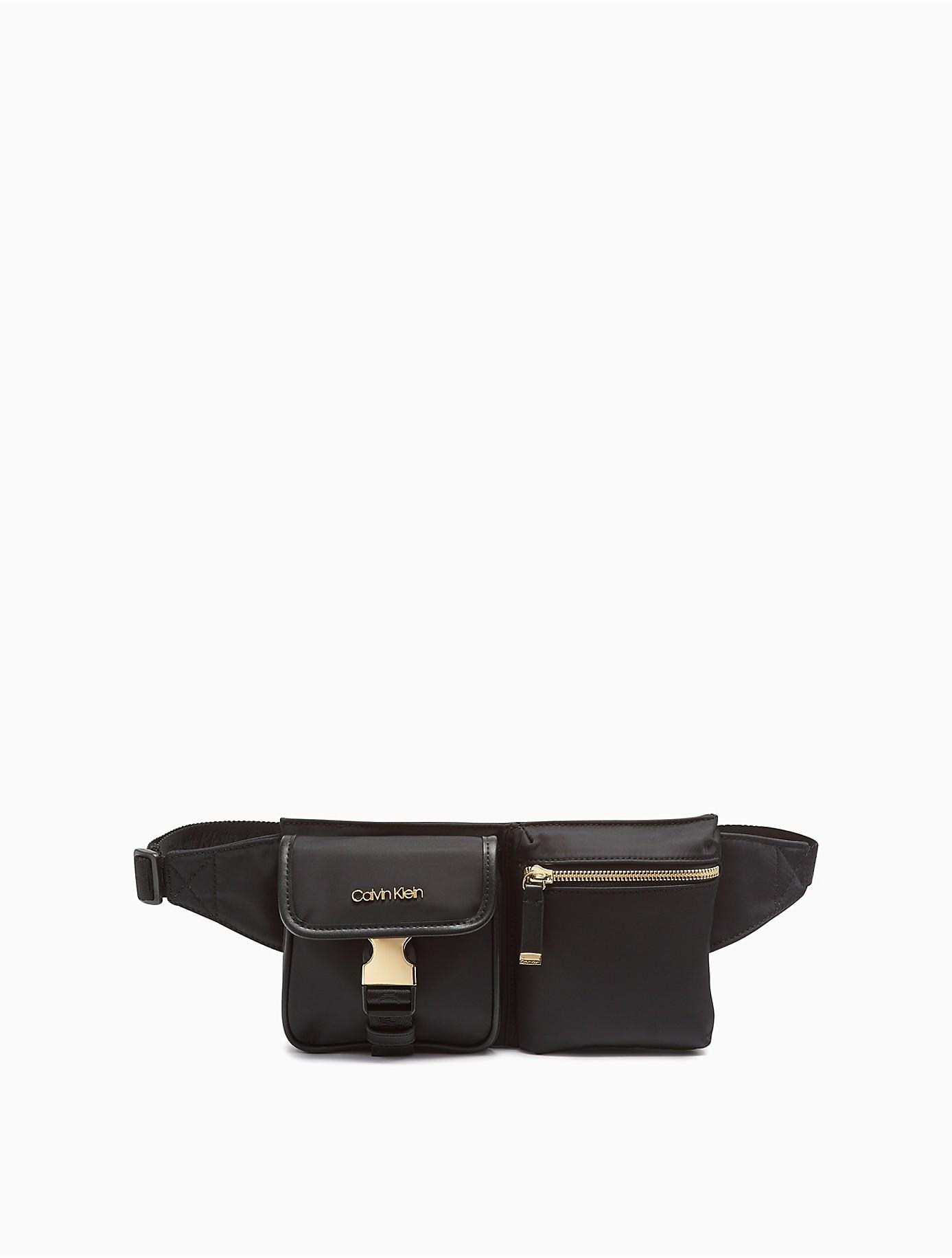 Calvin Klein Synthetic Nylon Dual Pouch Belt Bag in Black/Gold (Black