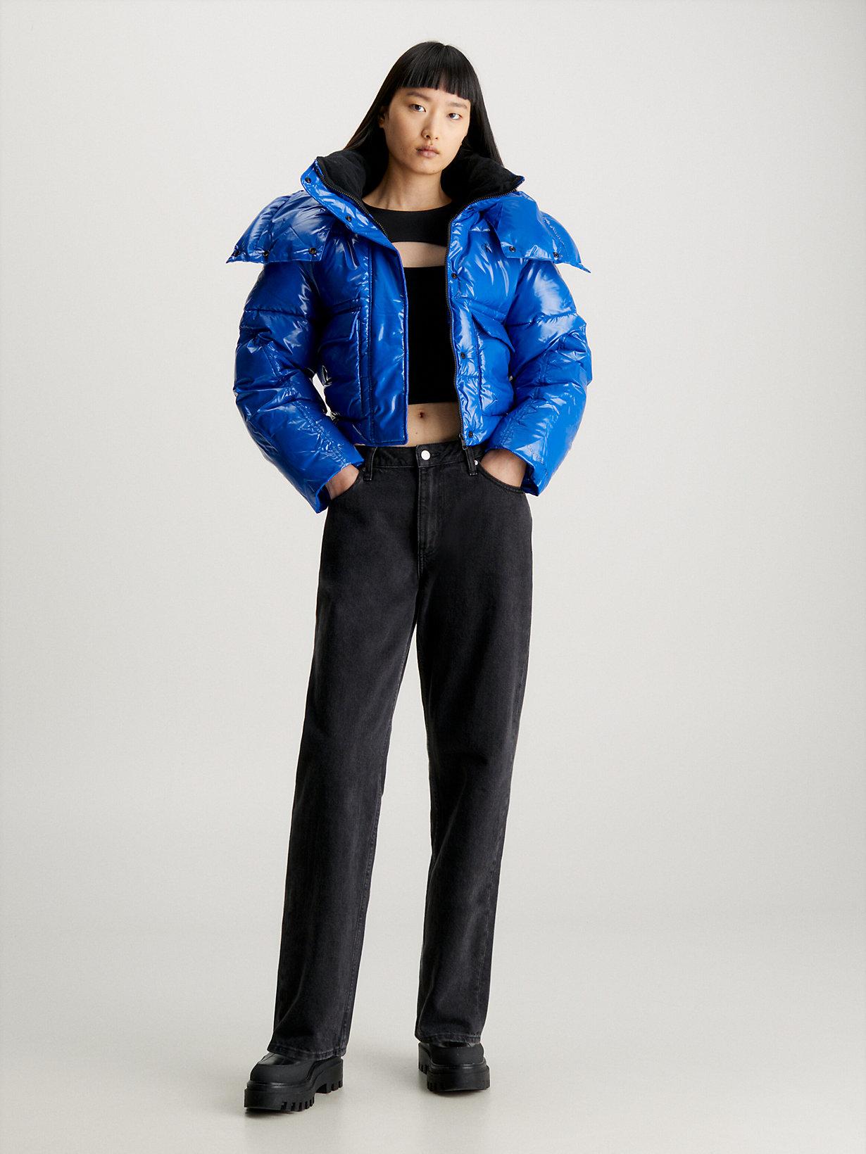 High shine cropped puffer jacket best sale