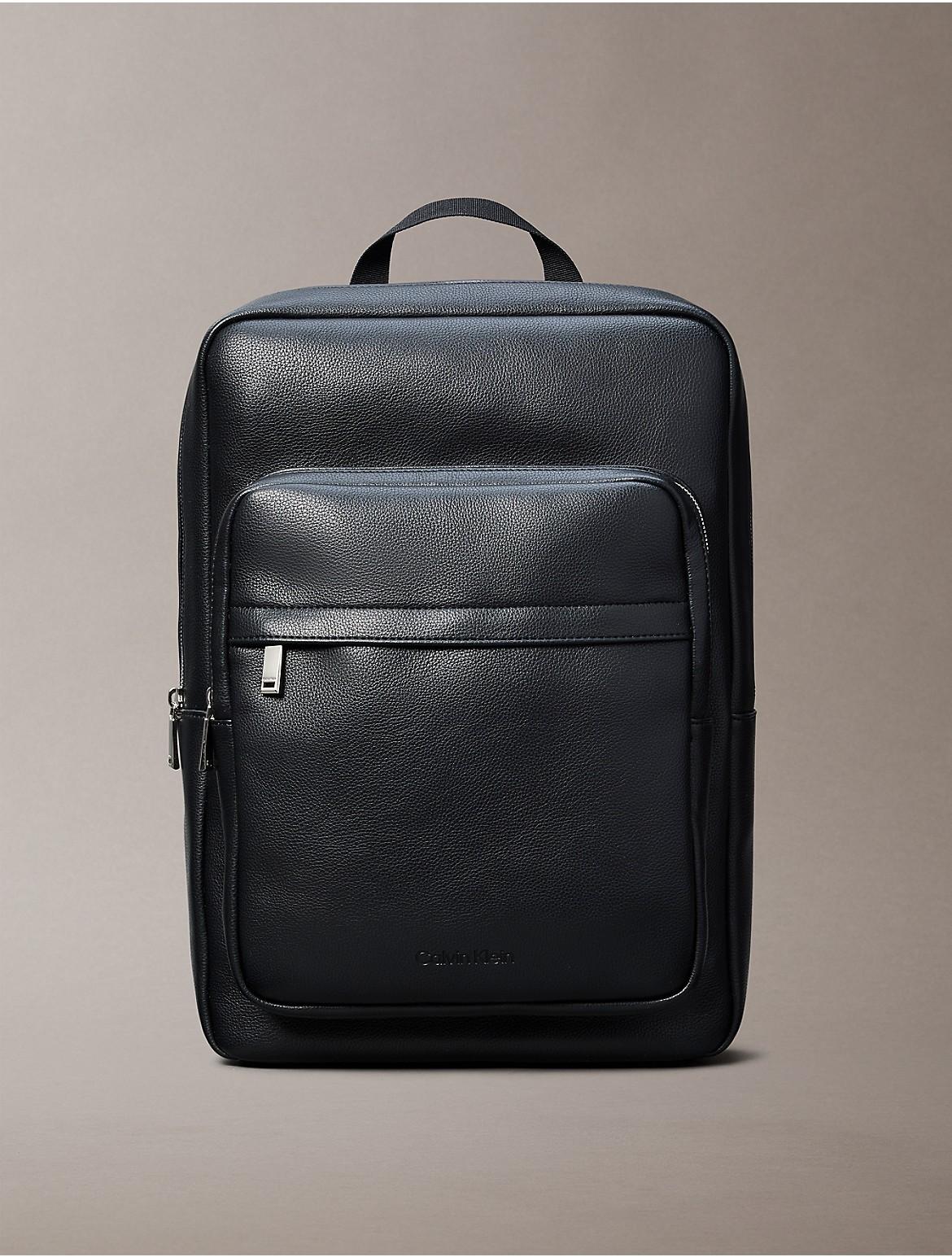 ★ ★ Men's CK Micro Pebble Slim Backpack 4D3005G Calvin Klein Men's Micro Pebble Slim Backpack In Black