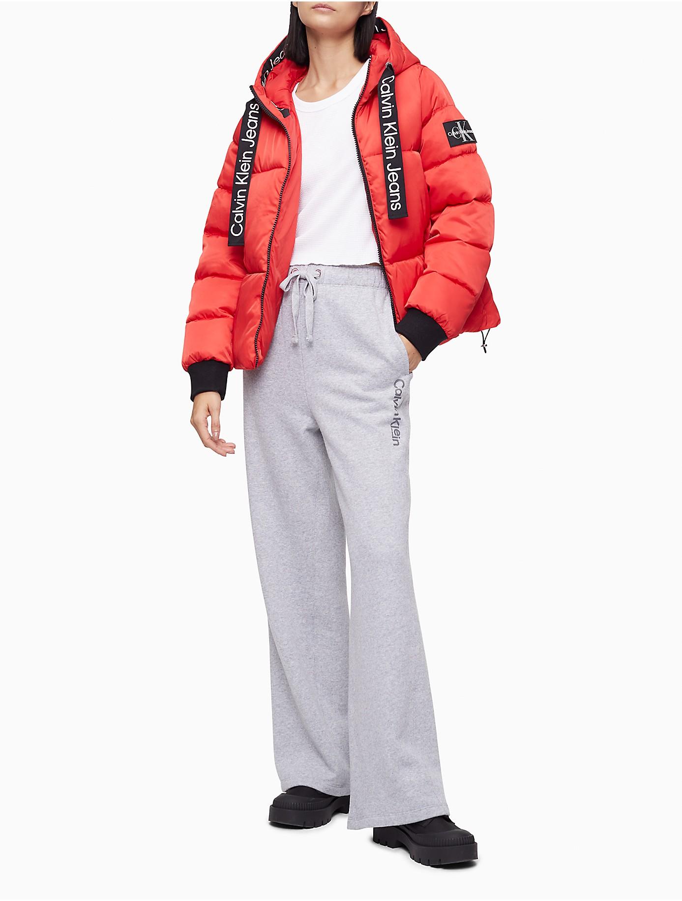 Calvin Klein Synthetic Quilted Nylon Twill Monogram Logo Puffer Jacket in  Red | Lyst