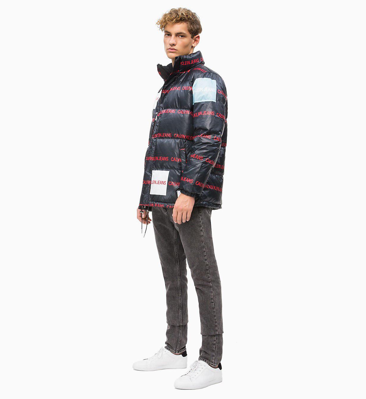 calvin klein jeans multi logo down puffer jacket