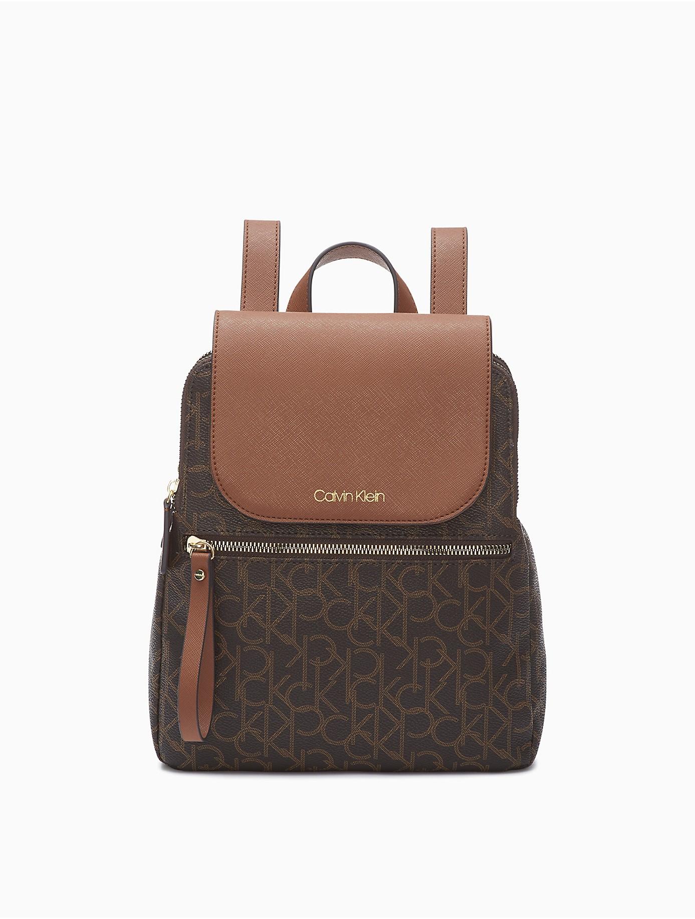 Calvin Klein Elaine Ck Monogram Small Backpack in Brown | Lyst