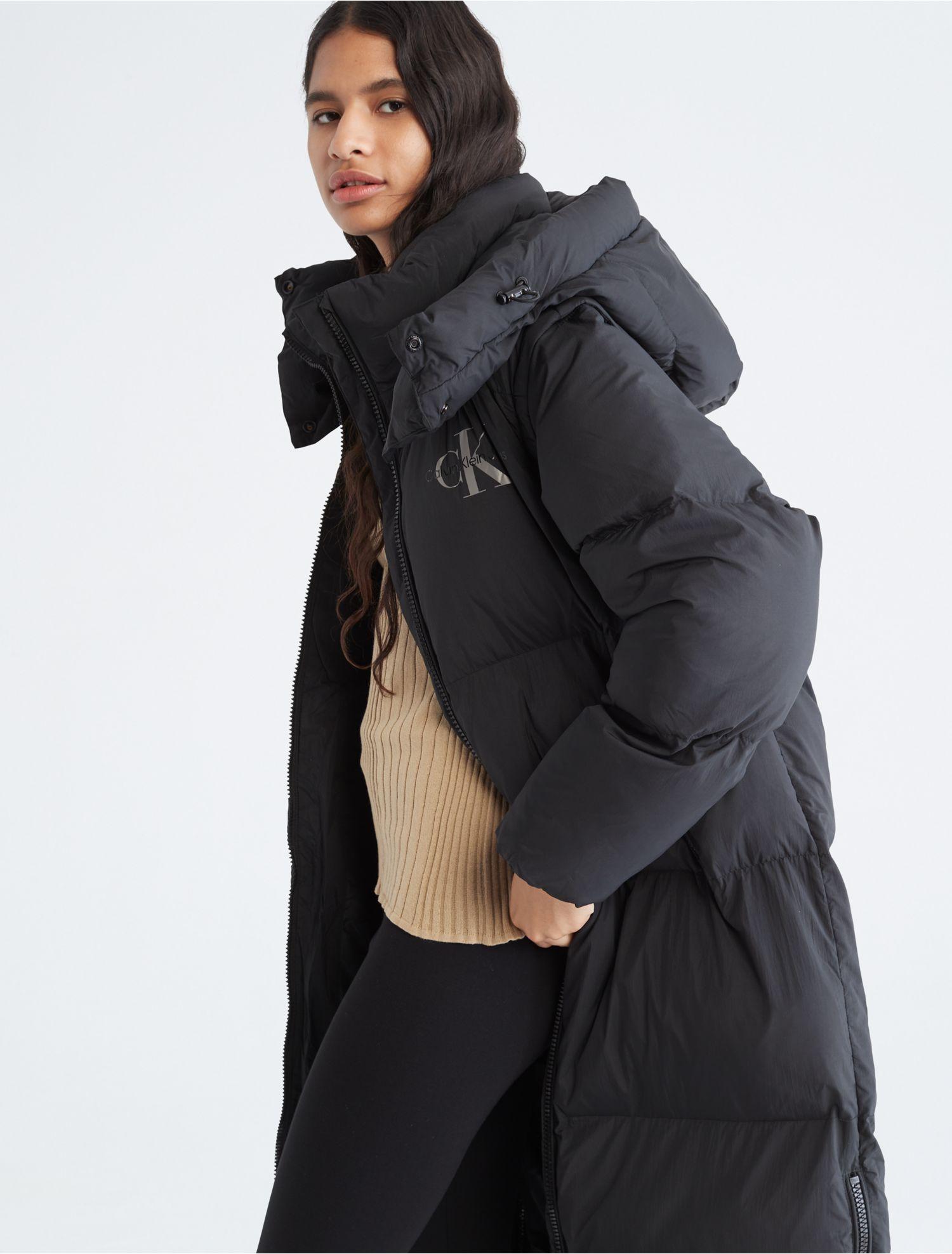 Calvin Klein Convertible Long Puffer Jacket in Black | Lyst