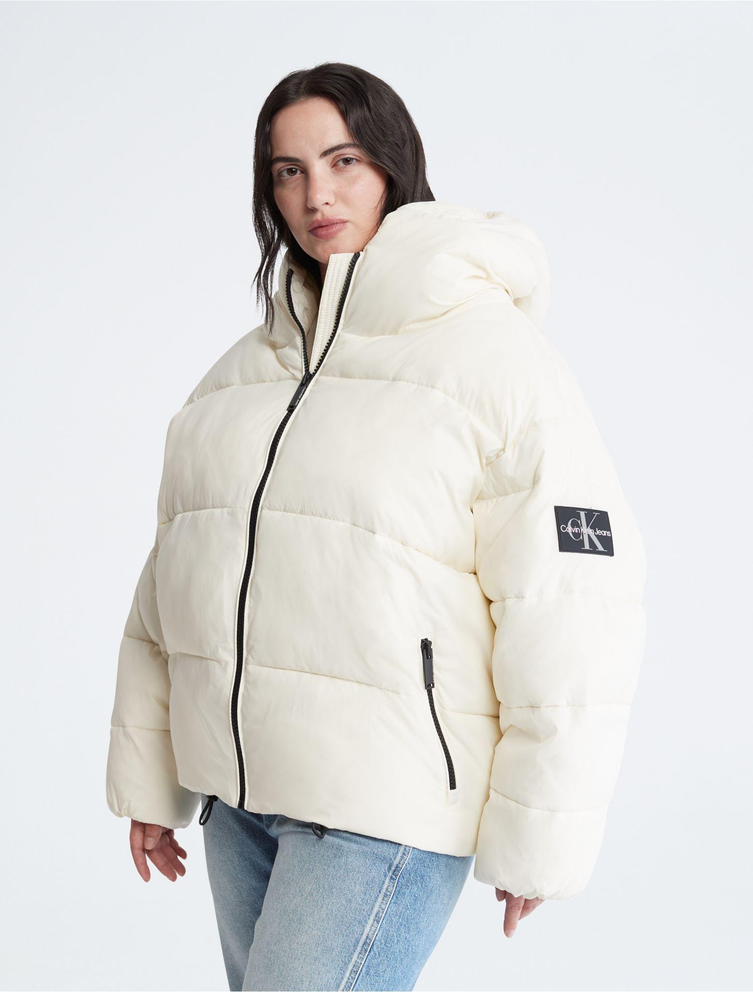 Calvin Klein Plus Size Repreve® Boxy Hooded Puffer Jacket in Natural | Lyst