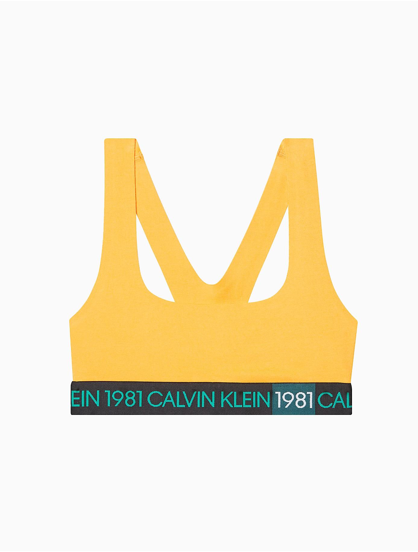 Calvin Klein Cotton Bold 1981 Unlined Bralette in Yellow Lyst