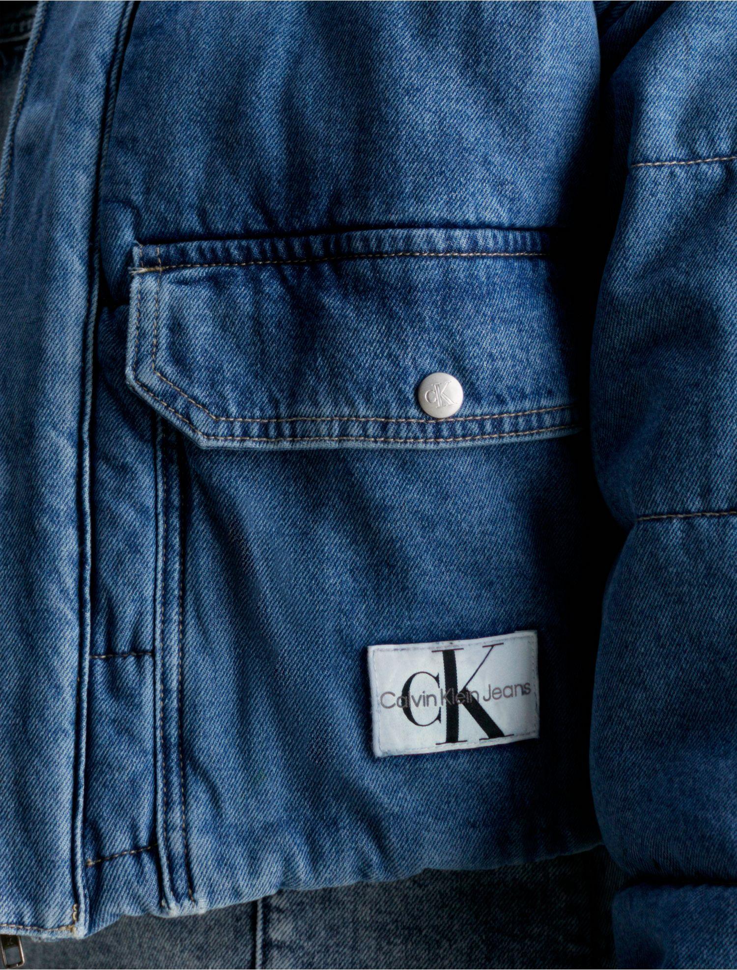 Calvin Klein Light Denim Puffer Jacket in Blue | Lyst
