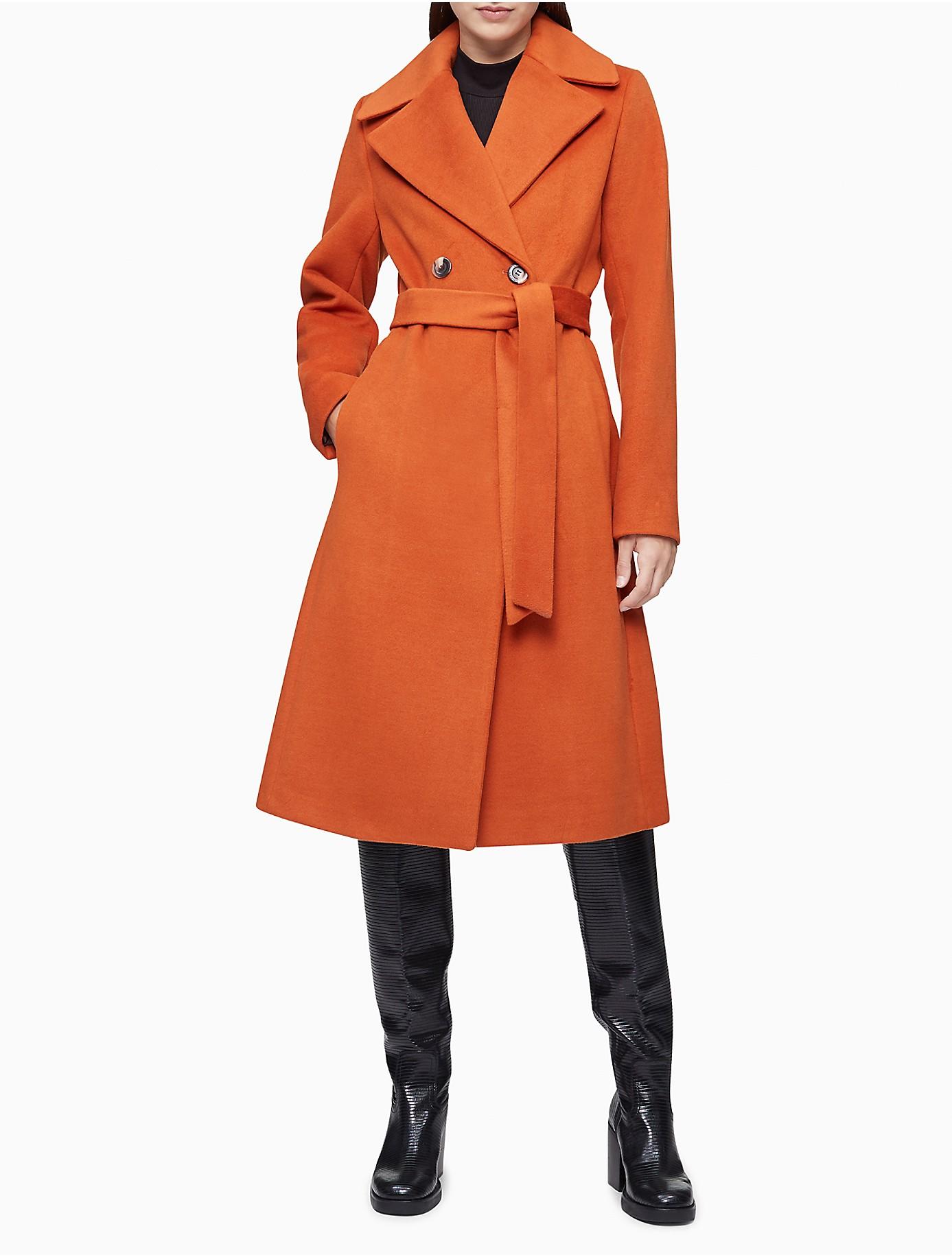 double breasted belted wool coat