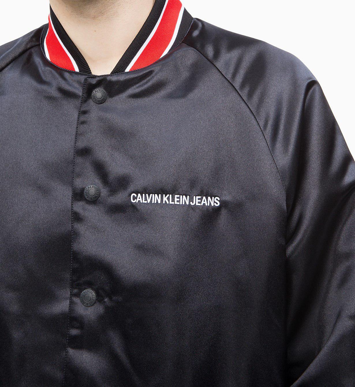 Calvin Klein Denim Satin Bomber Jacket in Black for Men - Lyst