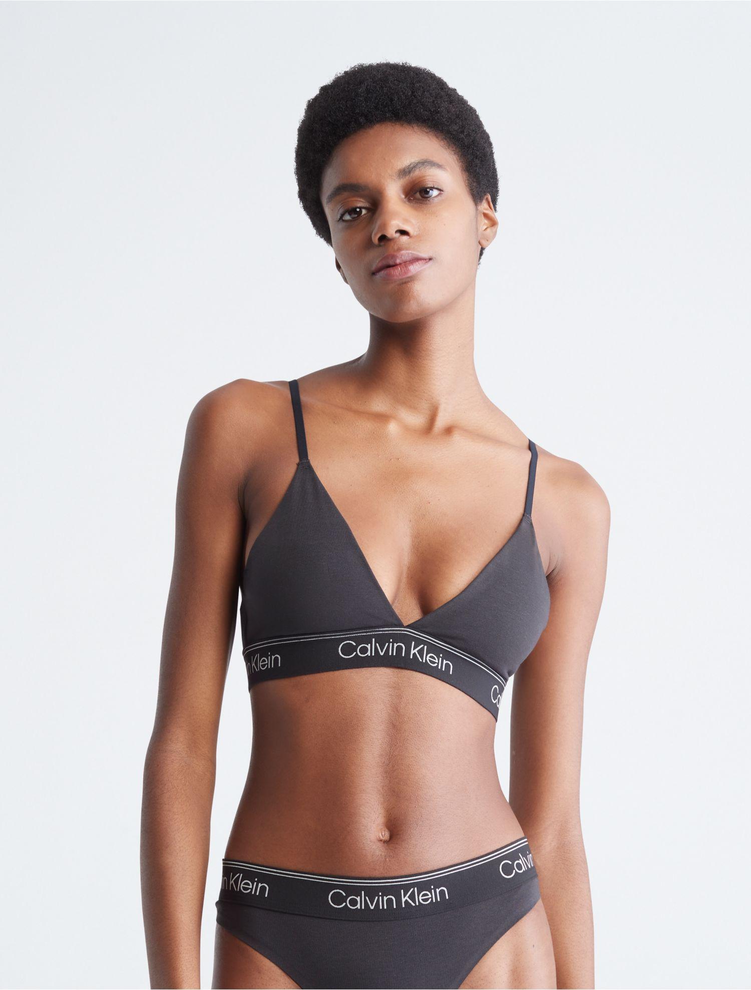 Calvin Klein Athletic Lightly Lined Triangle Bralette in Black | Lyst