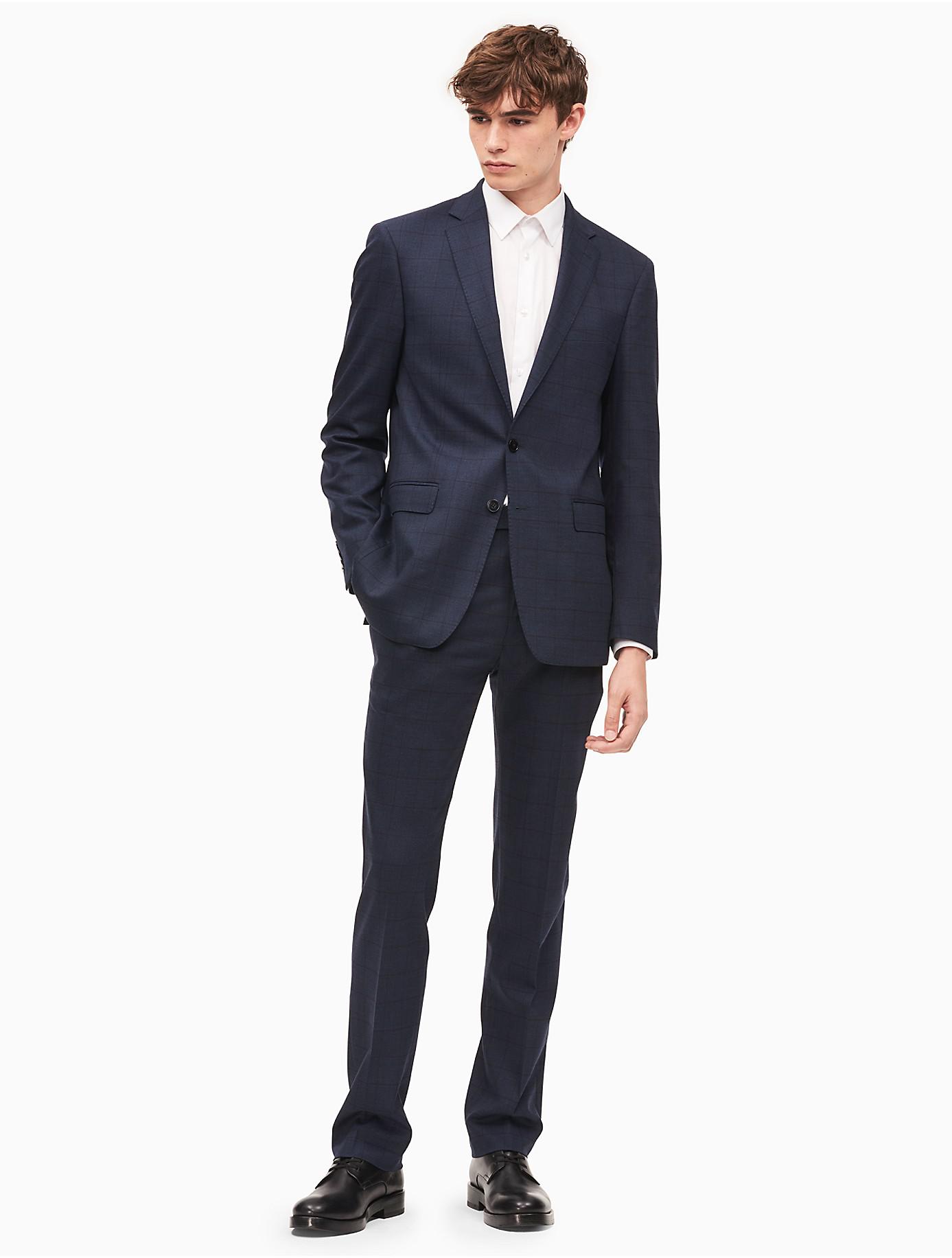 Calvin Klein X-fit Ultra Slim Fit Blue Windowpane Suit for Men | Lyst
