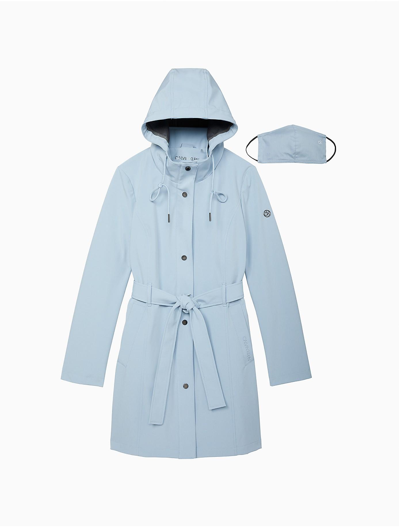 Calvin Klein Soft Shell Double Layer Belted Raincoat + Face Mask in Blue |  Lyst