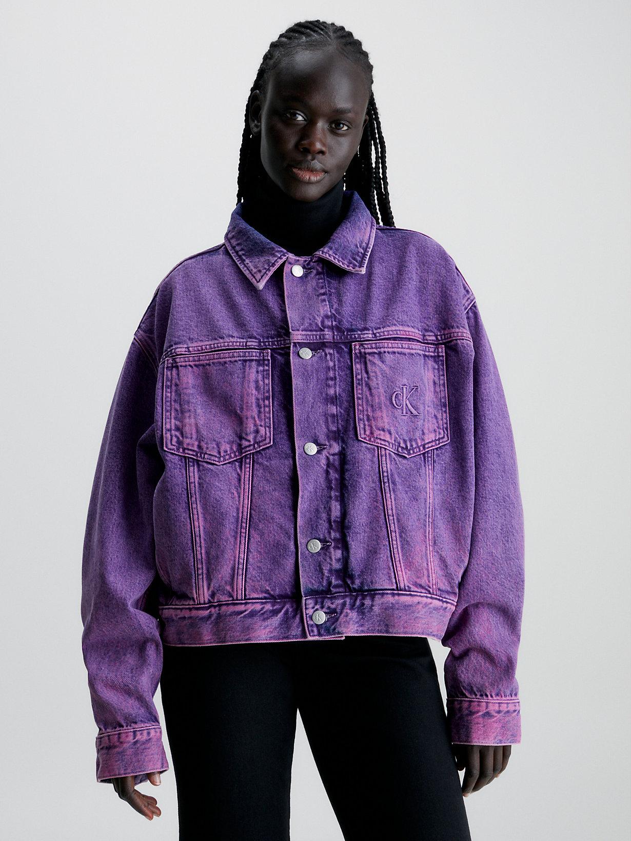 Calvin Klein Unisex Boxy Denim Jacket in Purple